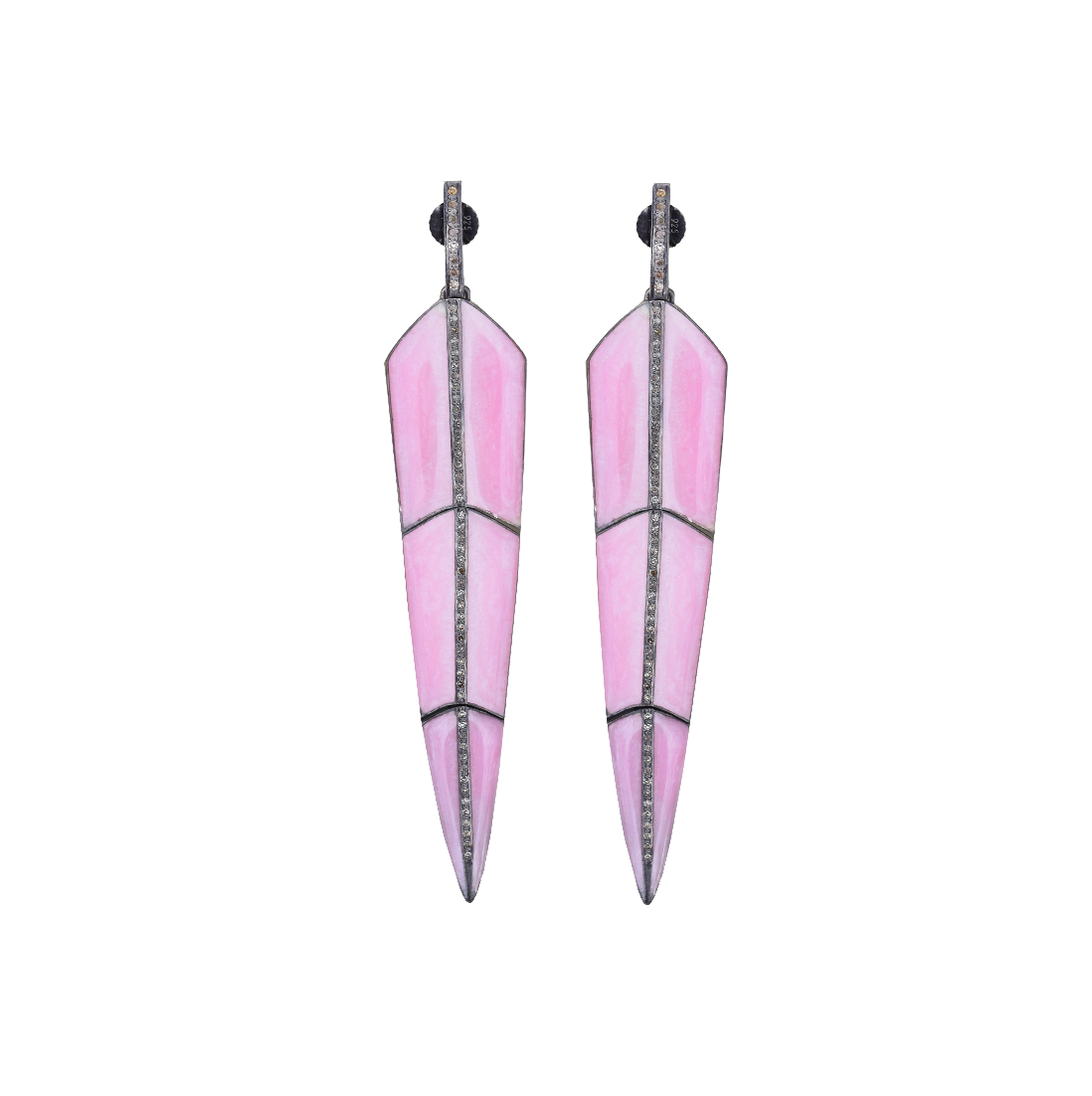 Pearl Rose Enamel Feather Earrings by S. Carter Designs