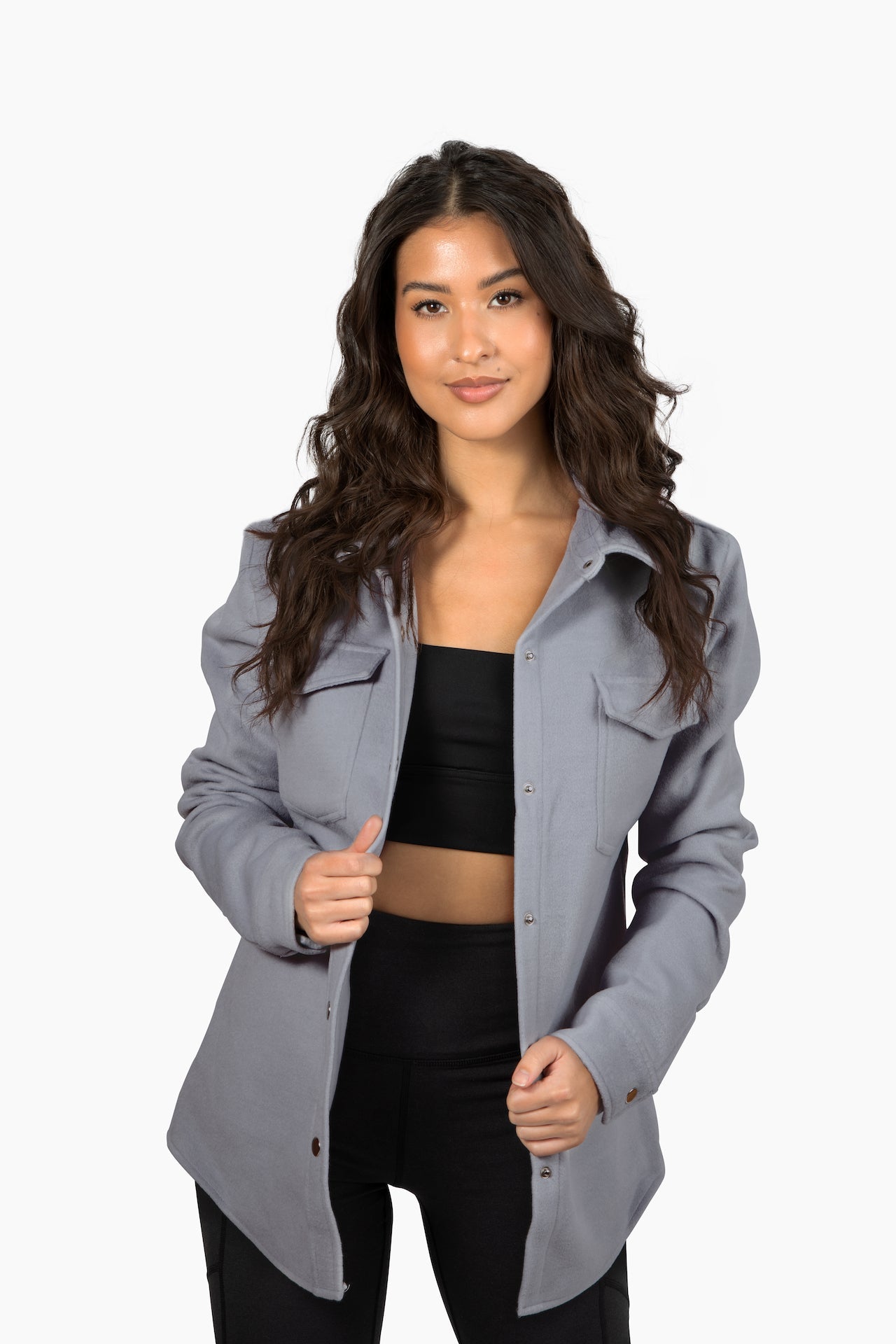 The Dar Wool Shacket- Light Grey by Urban Luxe Lifestyles