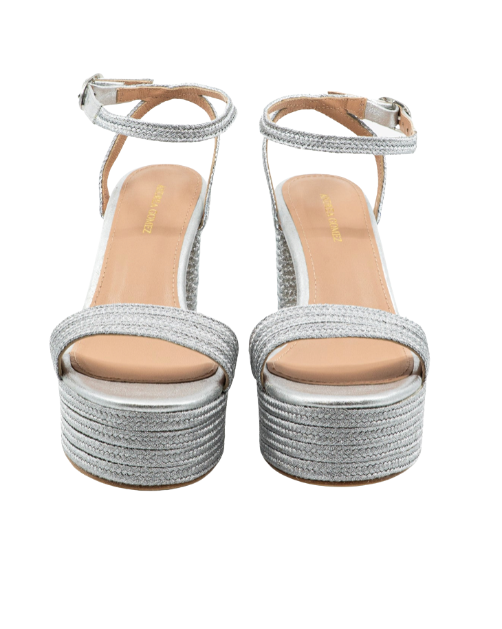 Becka Silver Raffia Platform by Andrea Gomez