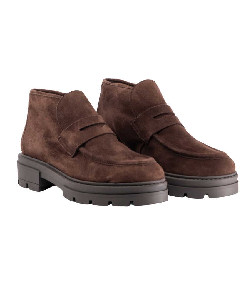 Elia Chocolate Suede Boot by Andrea Gomez