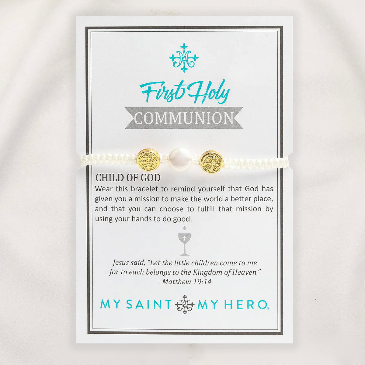 First Holy Communion Blessing Bracelet - Pearl by My Saint My Hero