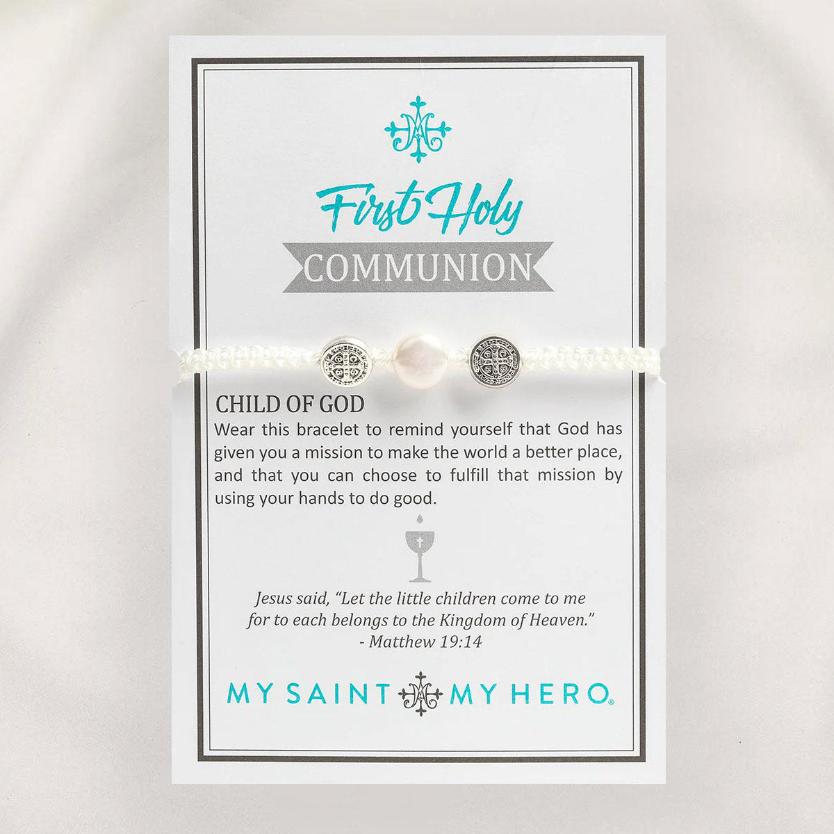 First Holy Communion Blessing Bracelet - Pearl by My Saint My Hero