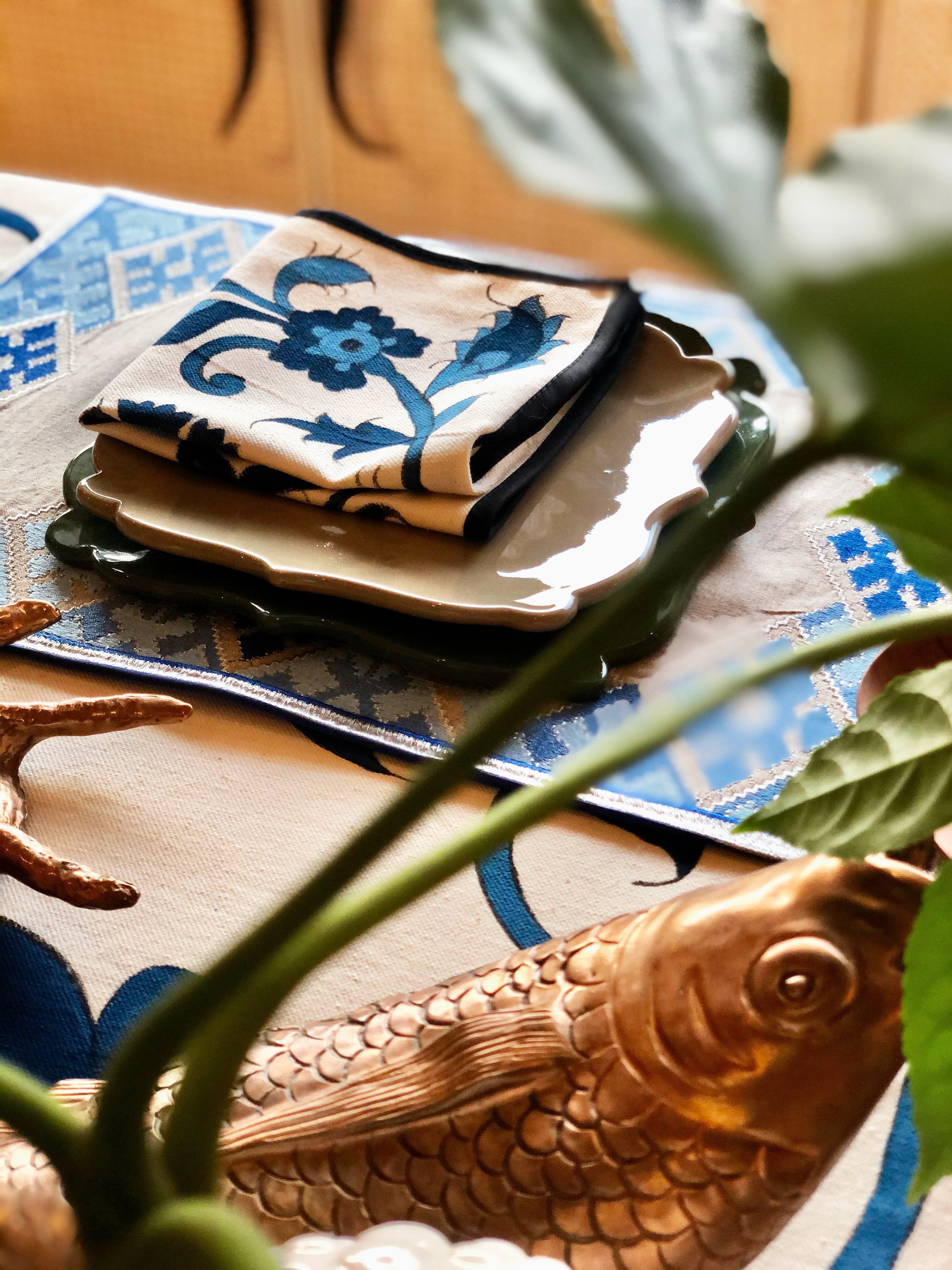 Isfahan Hand Painted Napkins - Blue by Rosewater House