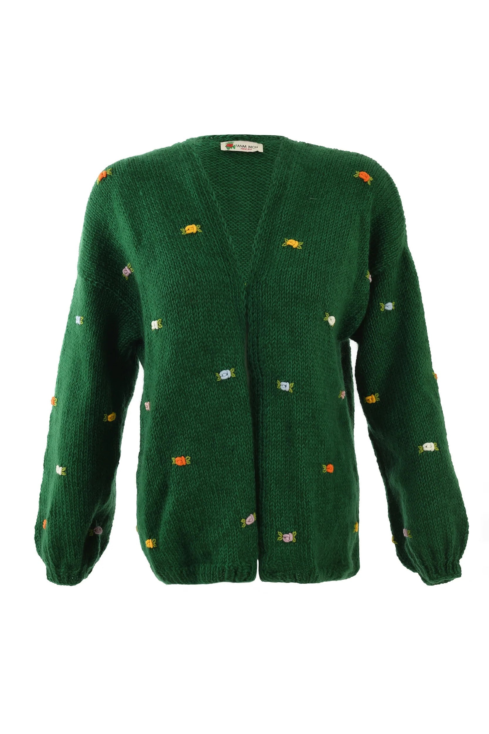 Wild Flowers Rose Bloom Wool Cardigan by Fanm Mon