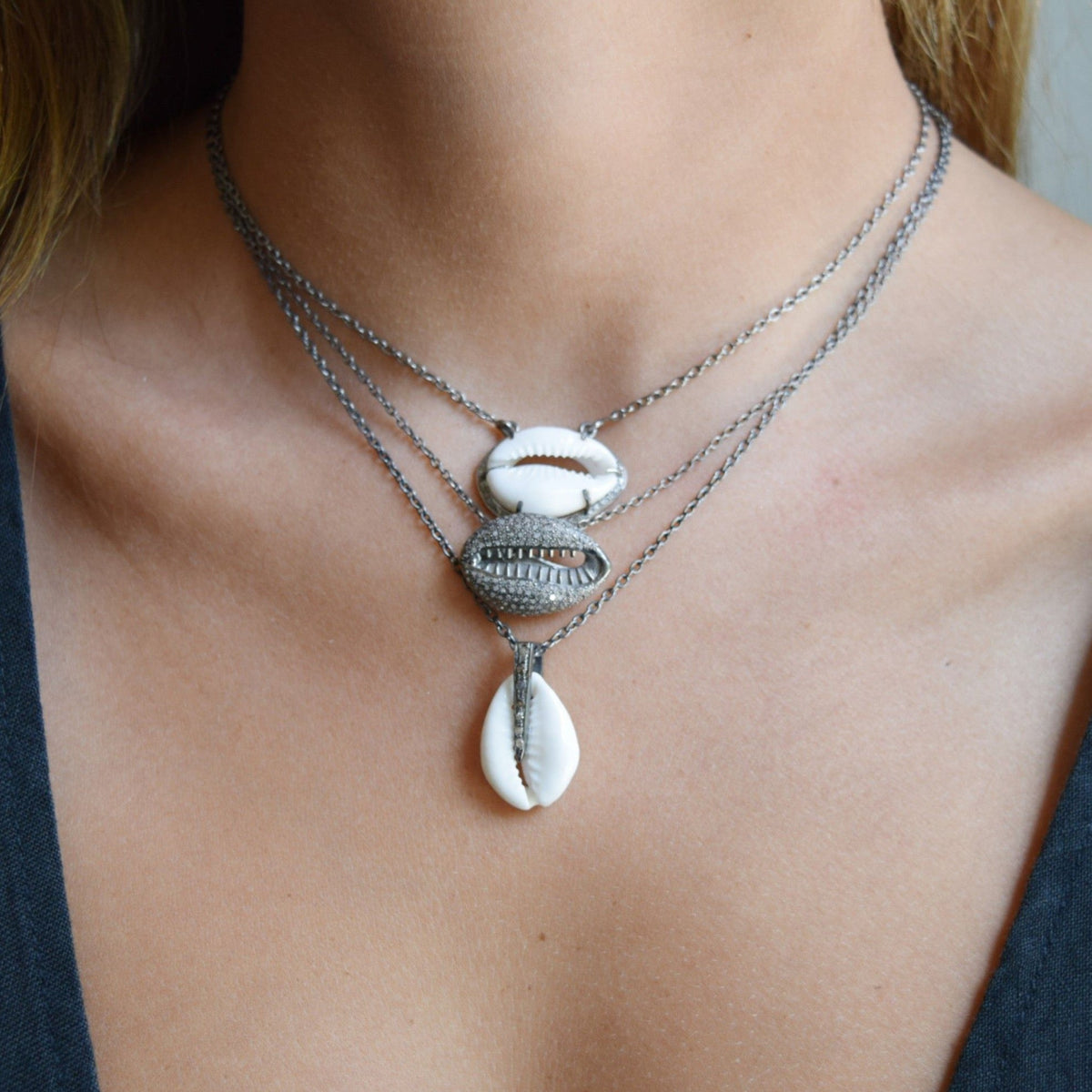 Cowrie Shell Charm Necklace by S. Carter Designs