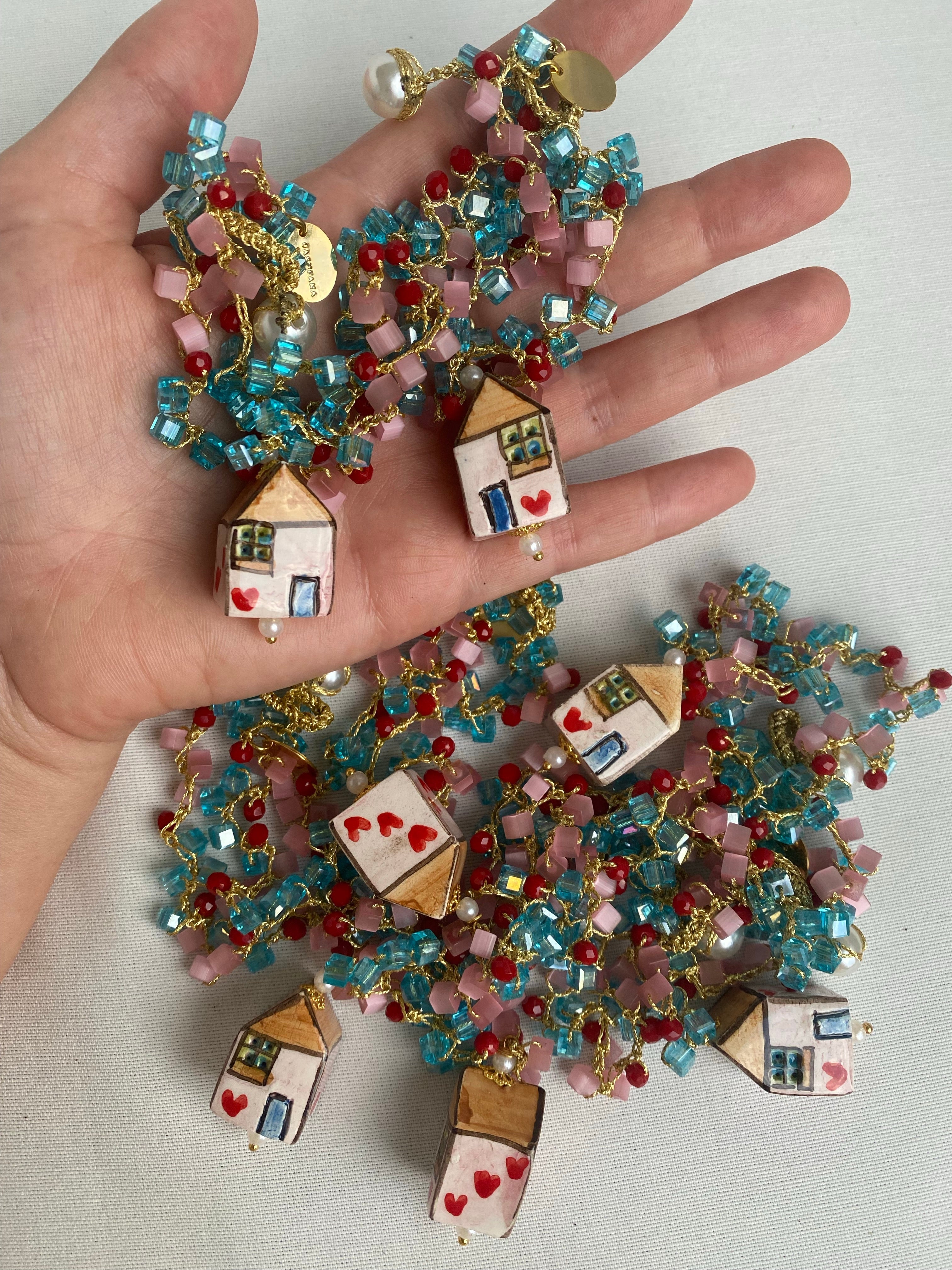 Medium Ceramic Necklace The little House by Cashfana