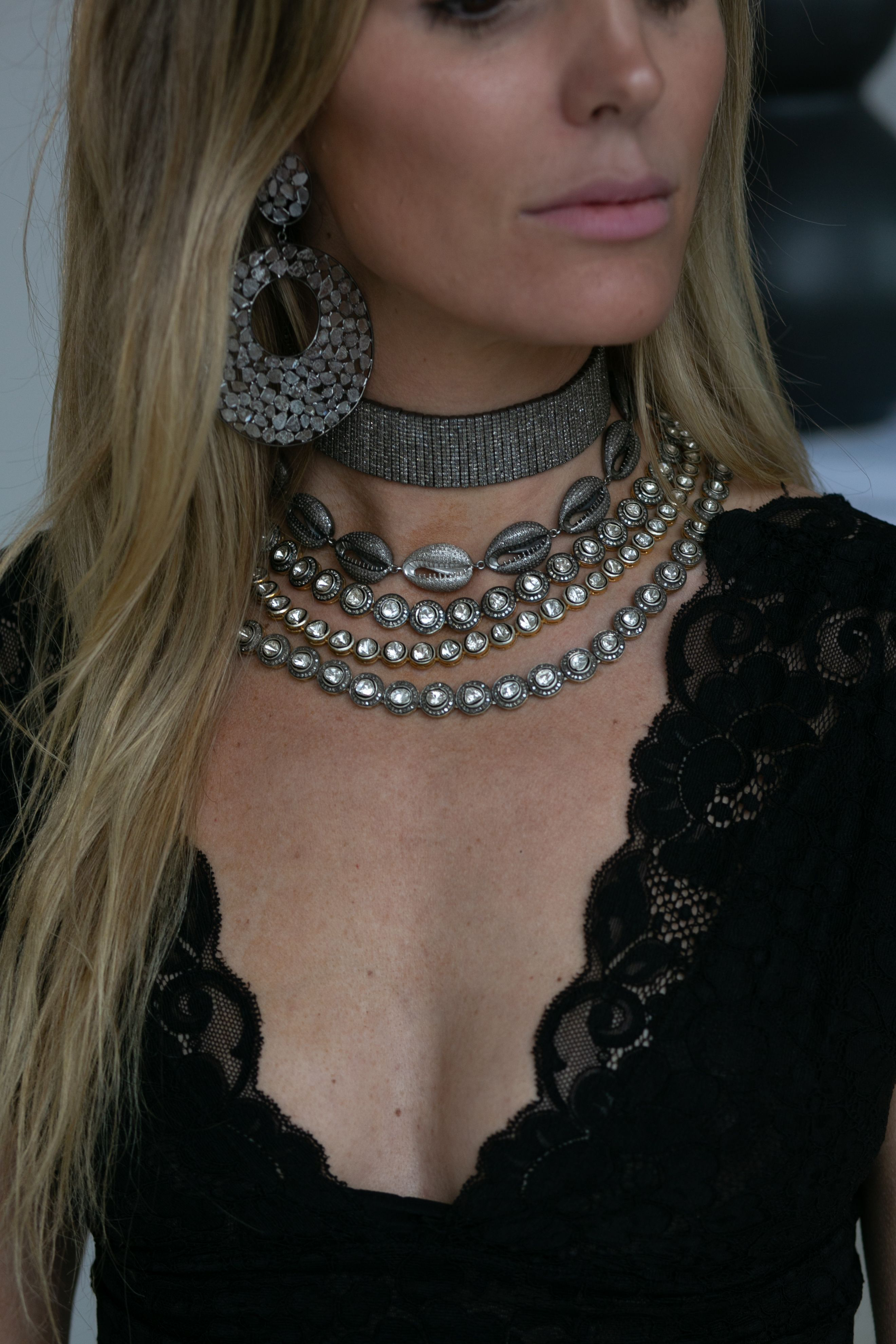 Pave + Sliced Diamond Necklace by S. Carter Designs