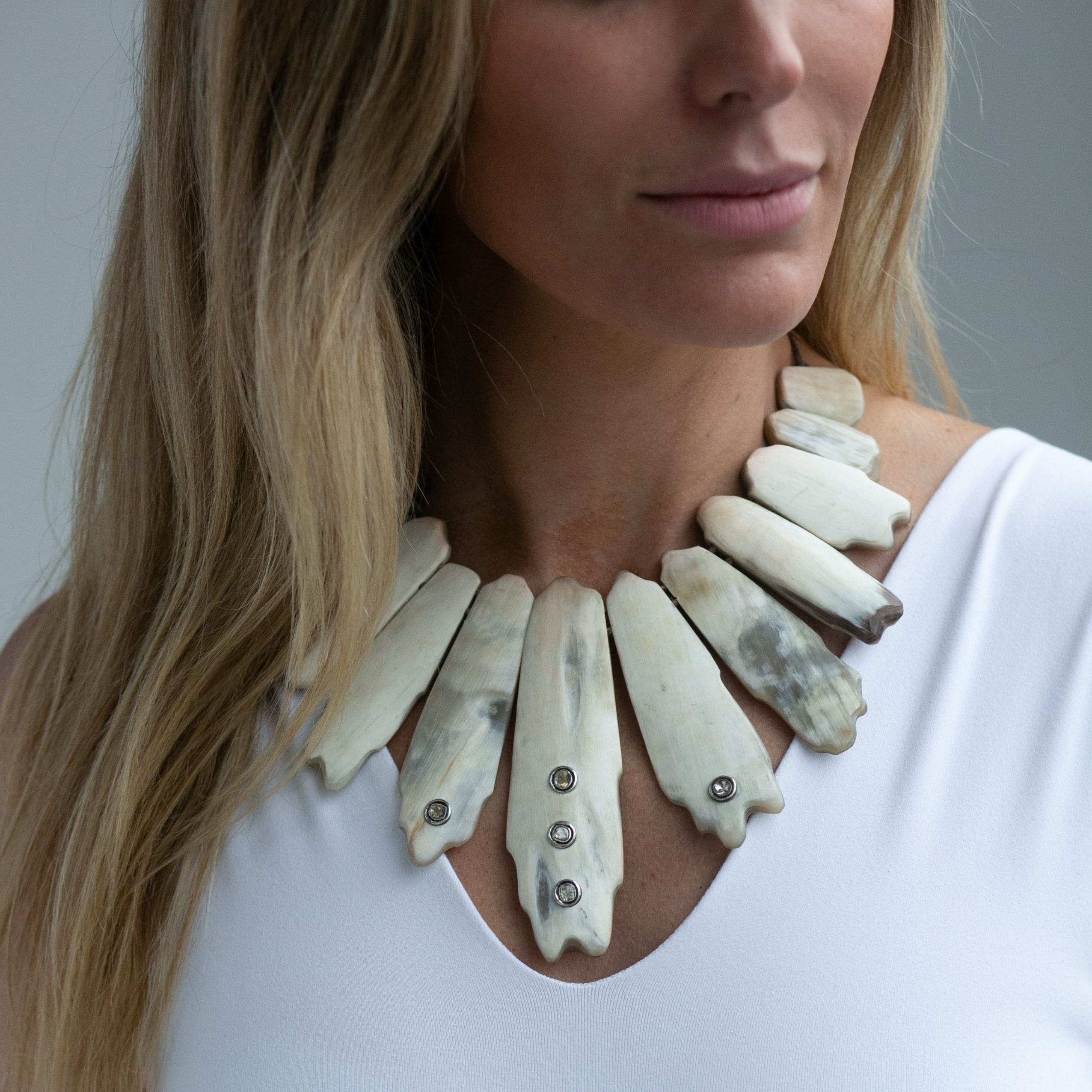 Light Matte Horn Collar by S.Carter Designs