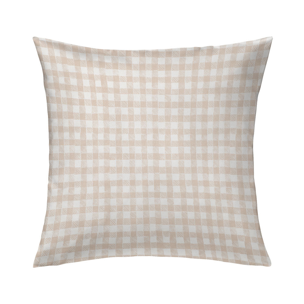 Block Print Gingham Pillow in Beige by Krane Home