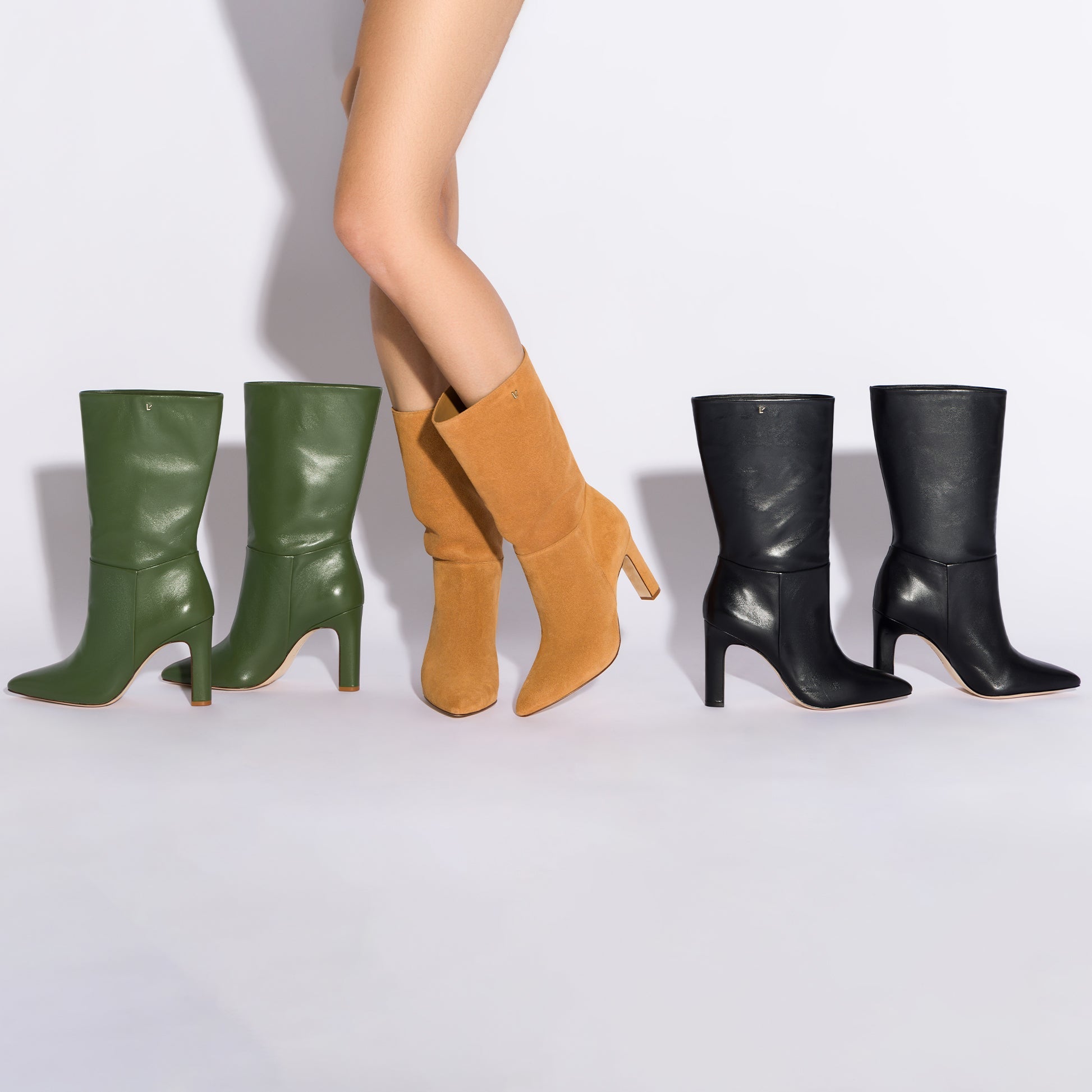 Cindy Boot In Olivine Leather by Larroudé