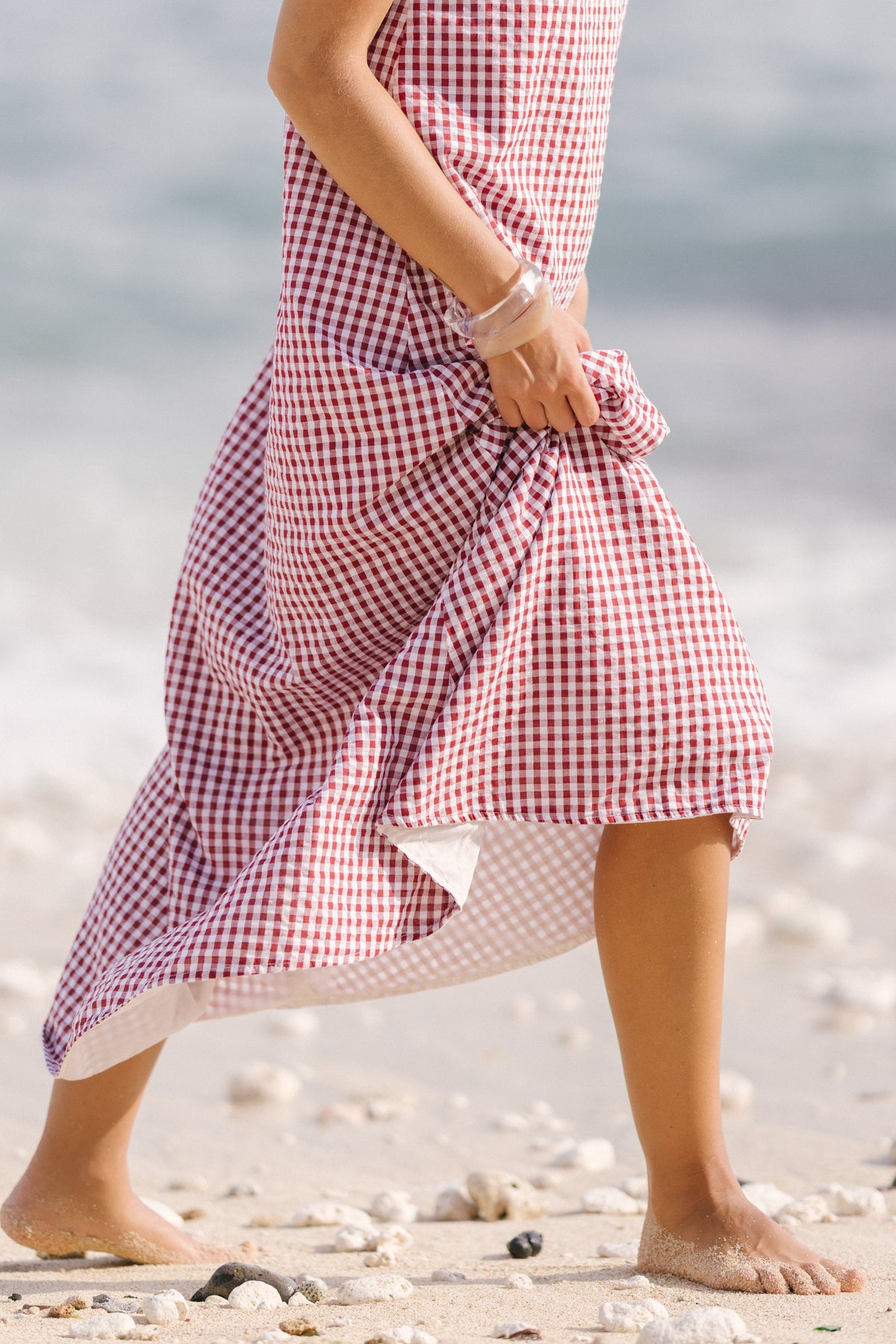 Maroon Gingham Gili Dress by Puka the Label