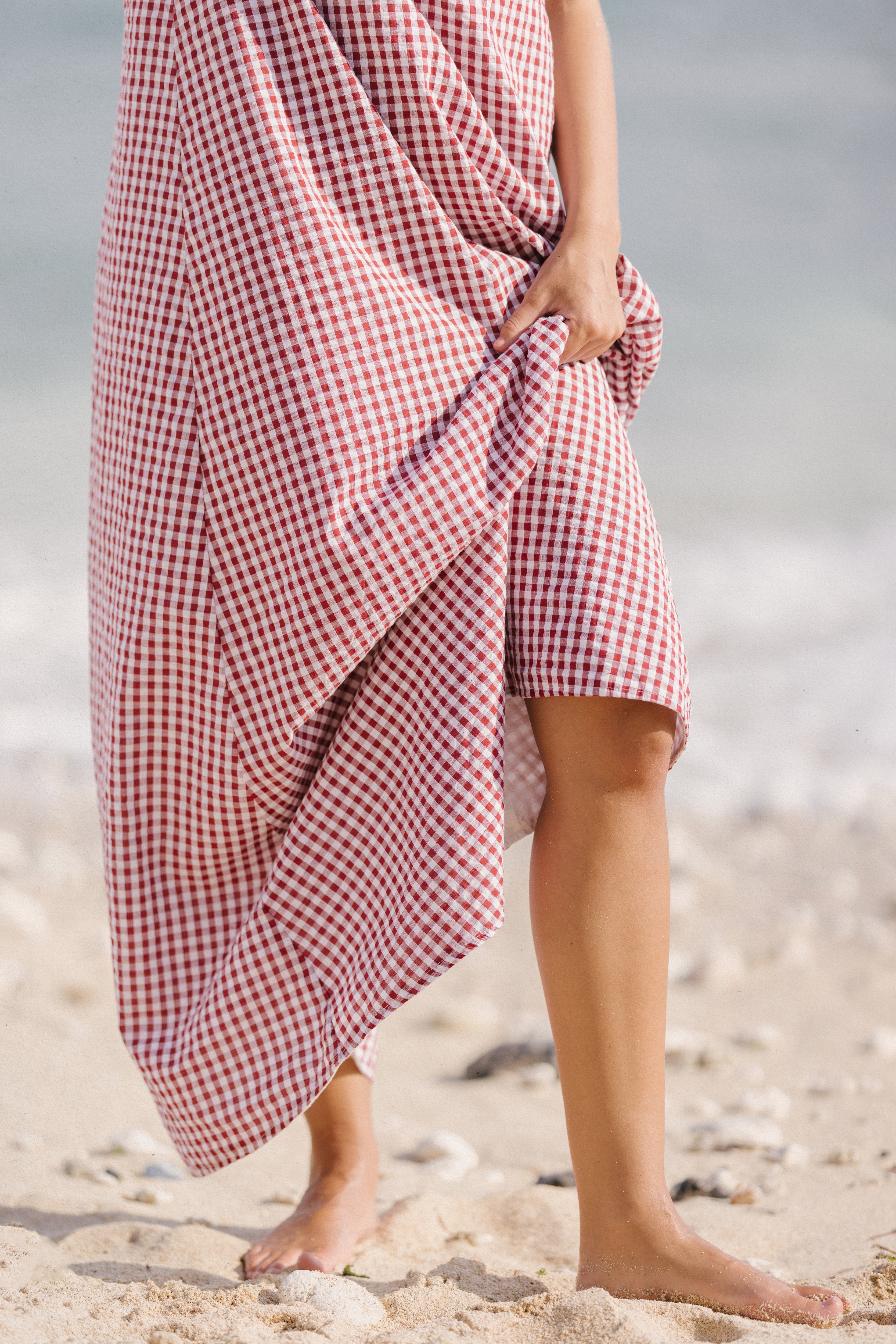 Maroon Gingham Gili Dress by Puka the Label