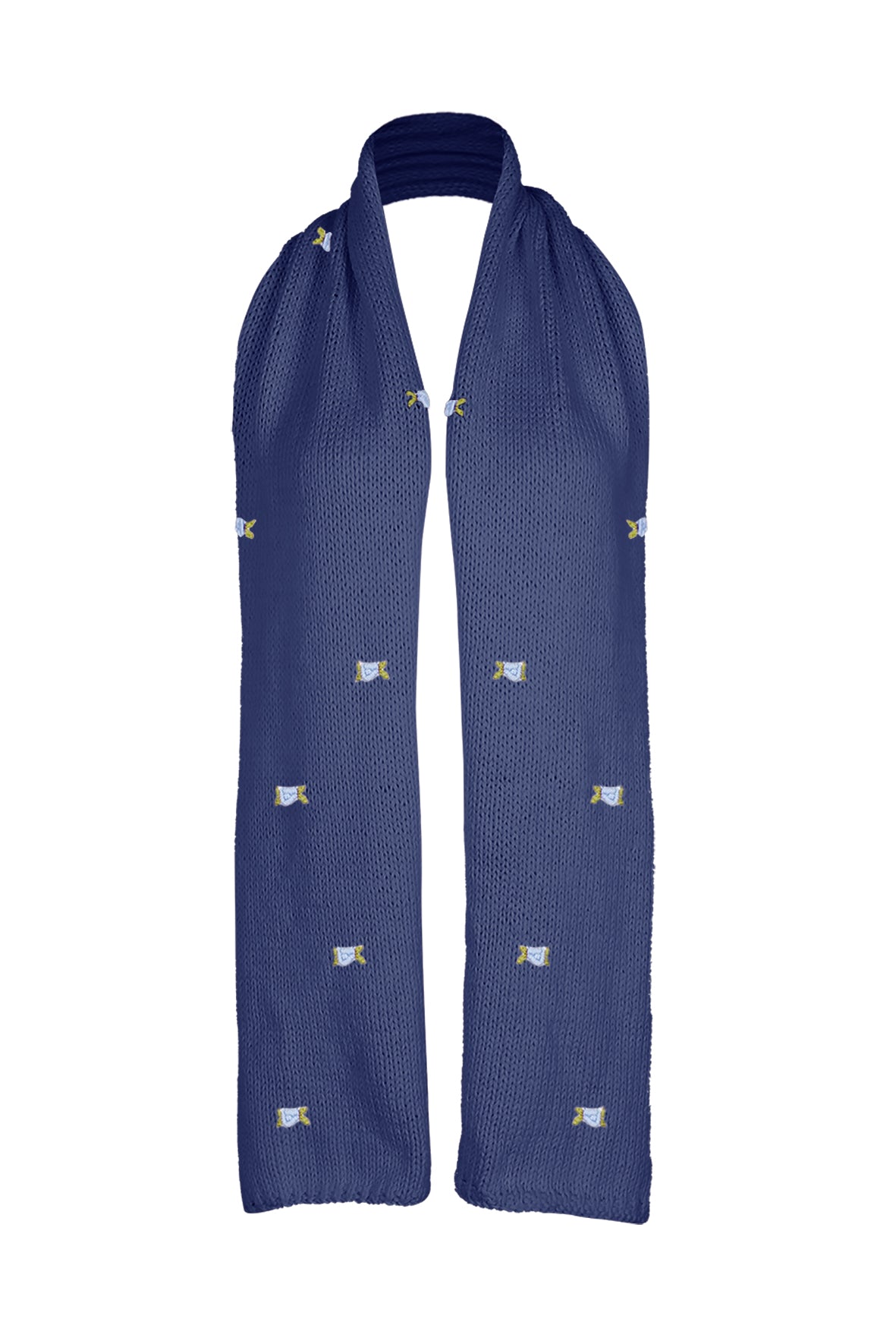 WINTER BLOOM BLUE ROSE WOOL SCARF BY FANM MON