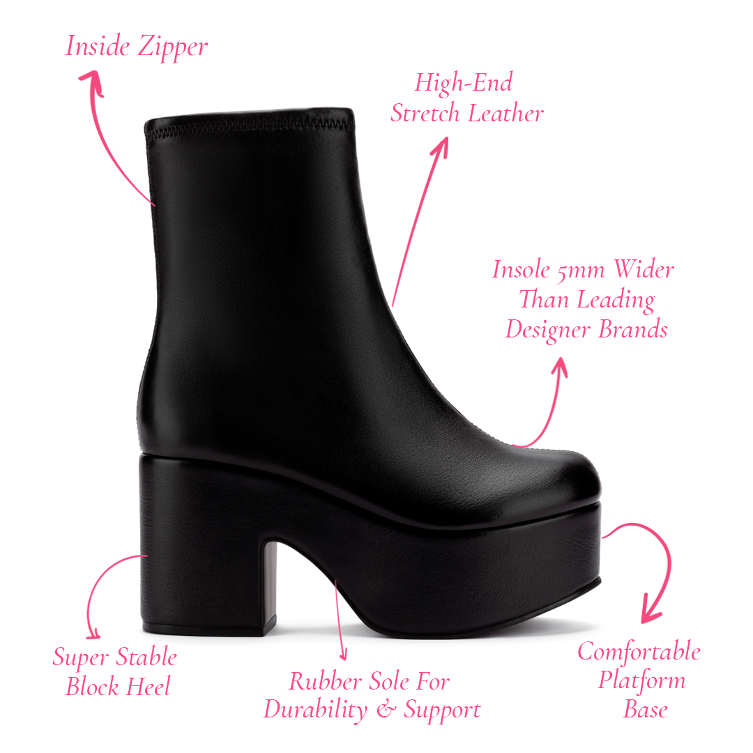 Miso Platform Boot In Black Stretch Leather by Larroudé