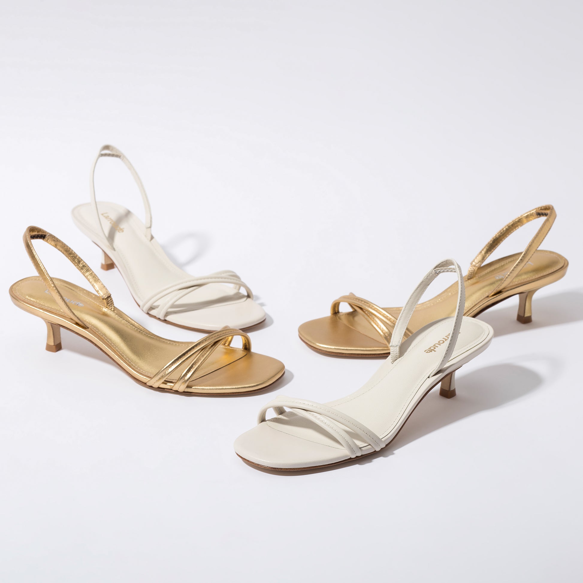 Mini Annie Sandal In Ivory Leather by Larroudé