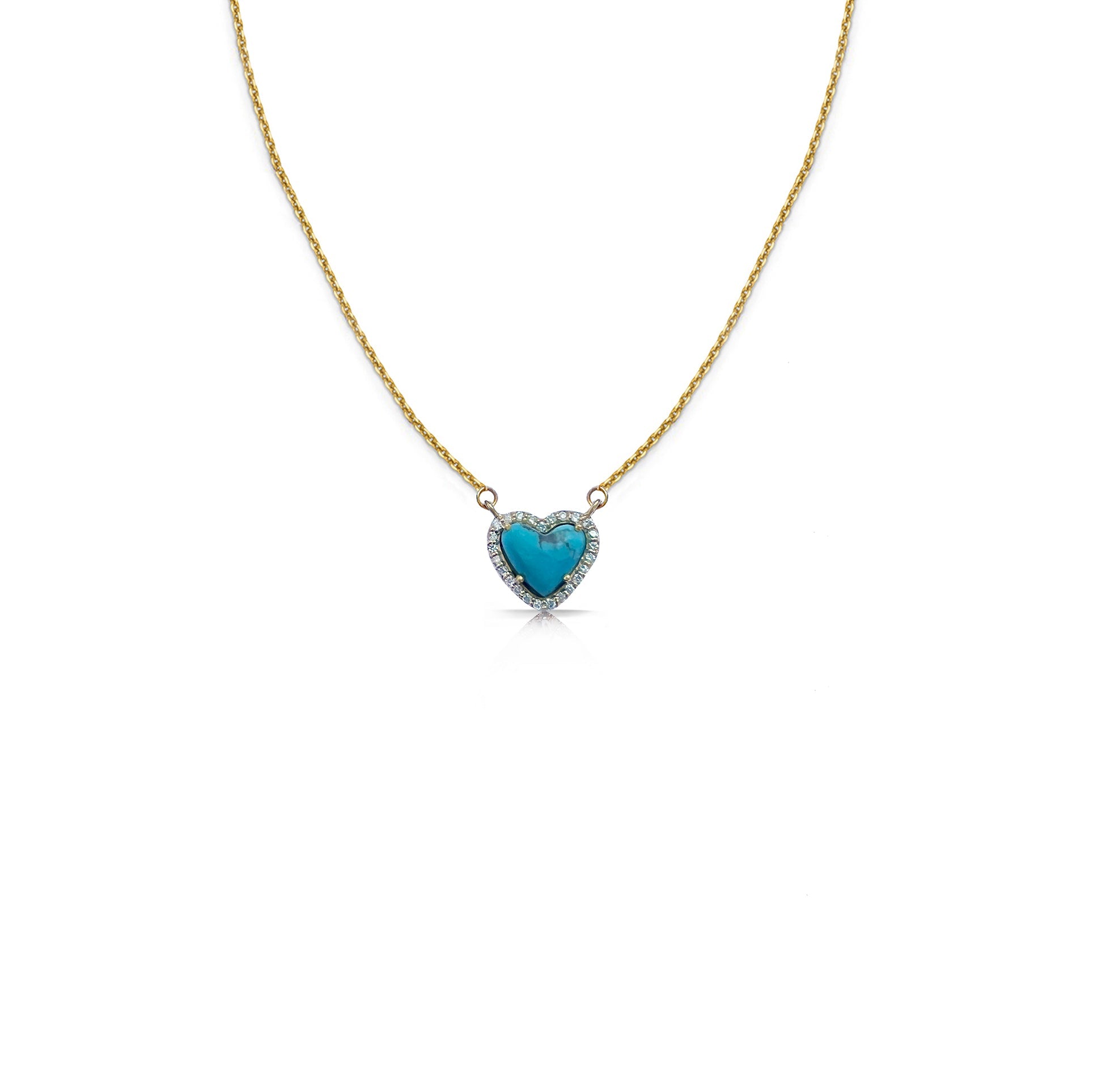 14k Kingman Turquoise 8mm Heart Necklace by S. Carter Designs