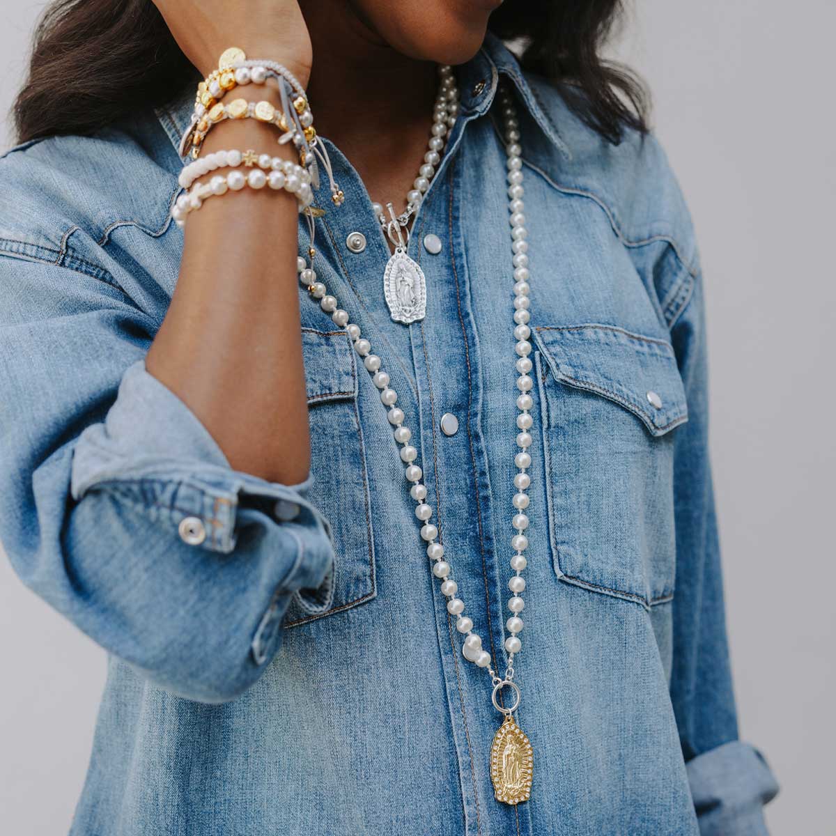 Our Lady of Guadalupe Pearl Necklace by My Saint My Hero