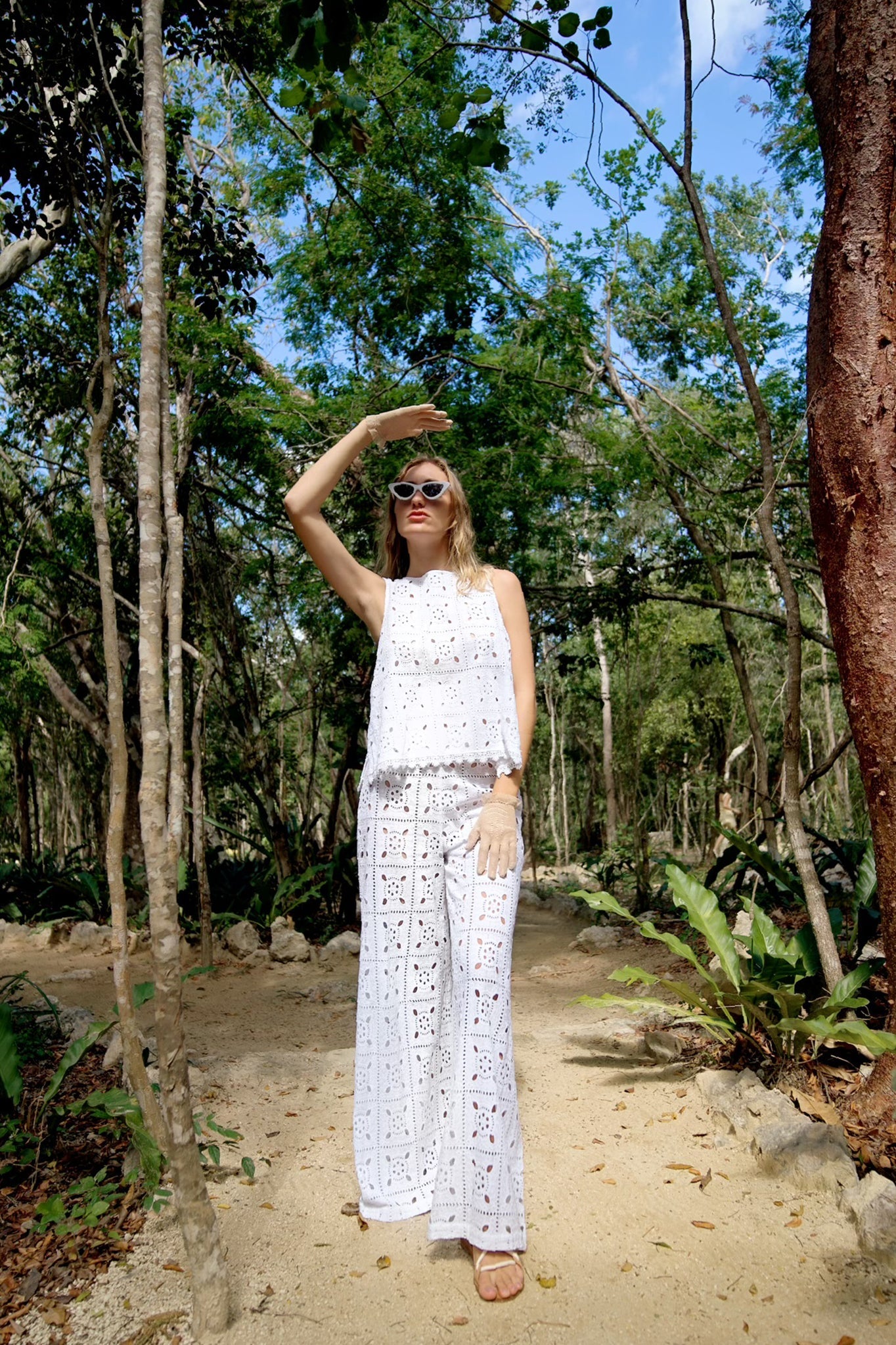 Tula Patchwork Eyelet Reversible Top by Miguelina