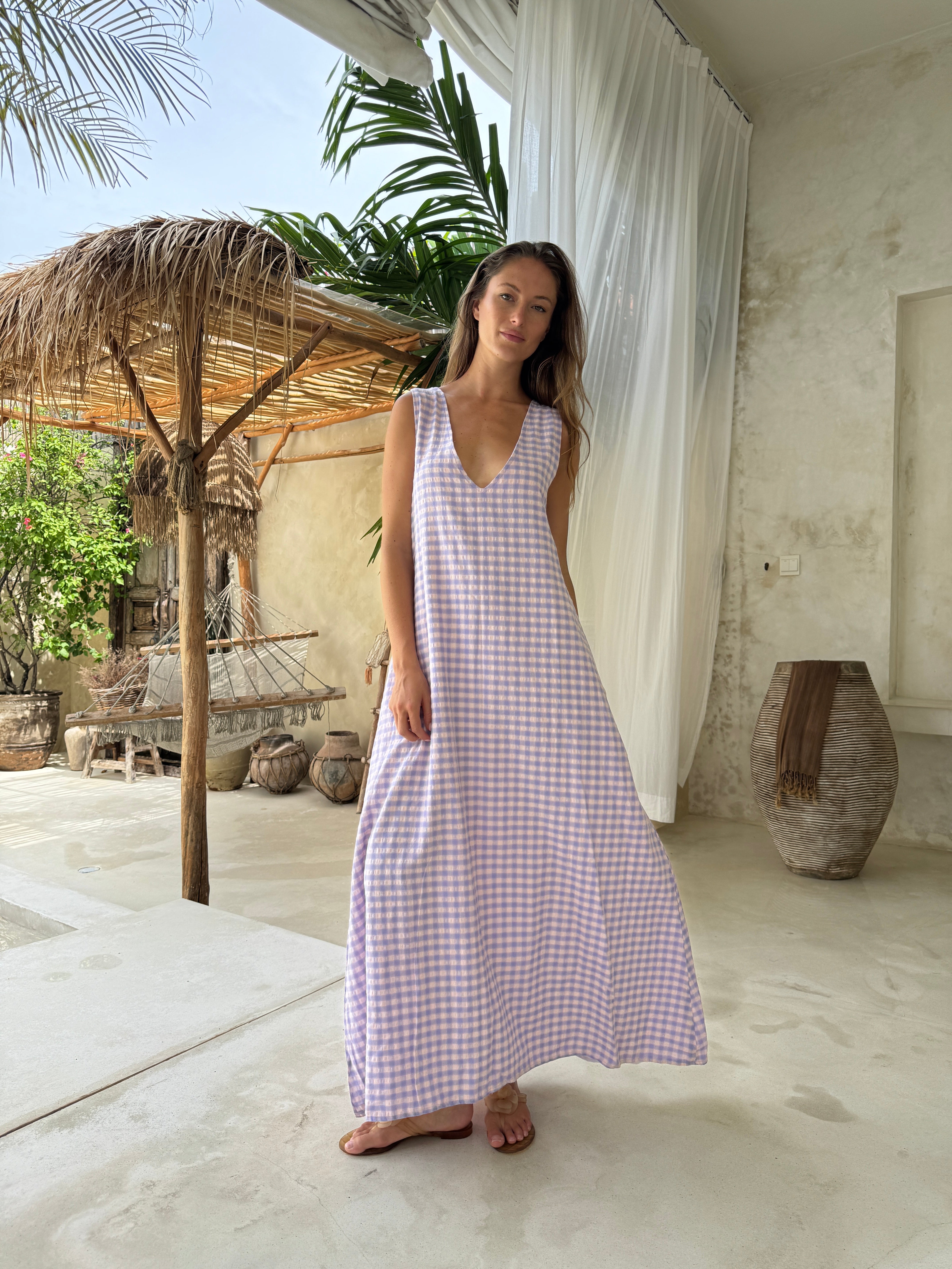 Purple Gingham Gili Dress by Puka the Label
