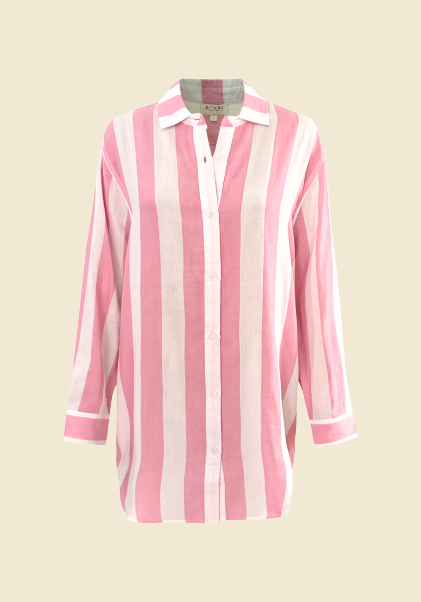 Positano Shirt Dress - Pink/White Cabana Stripes by Sitano