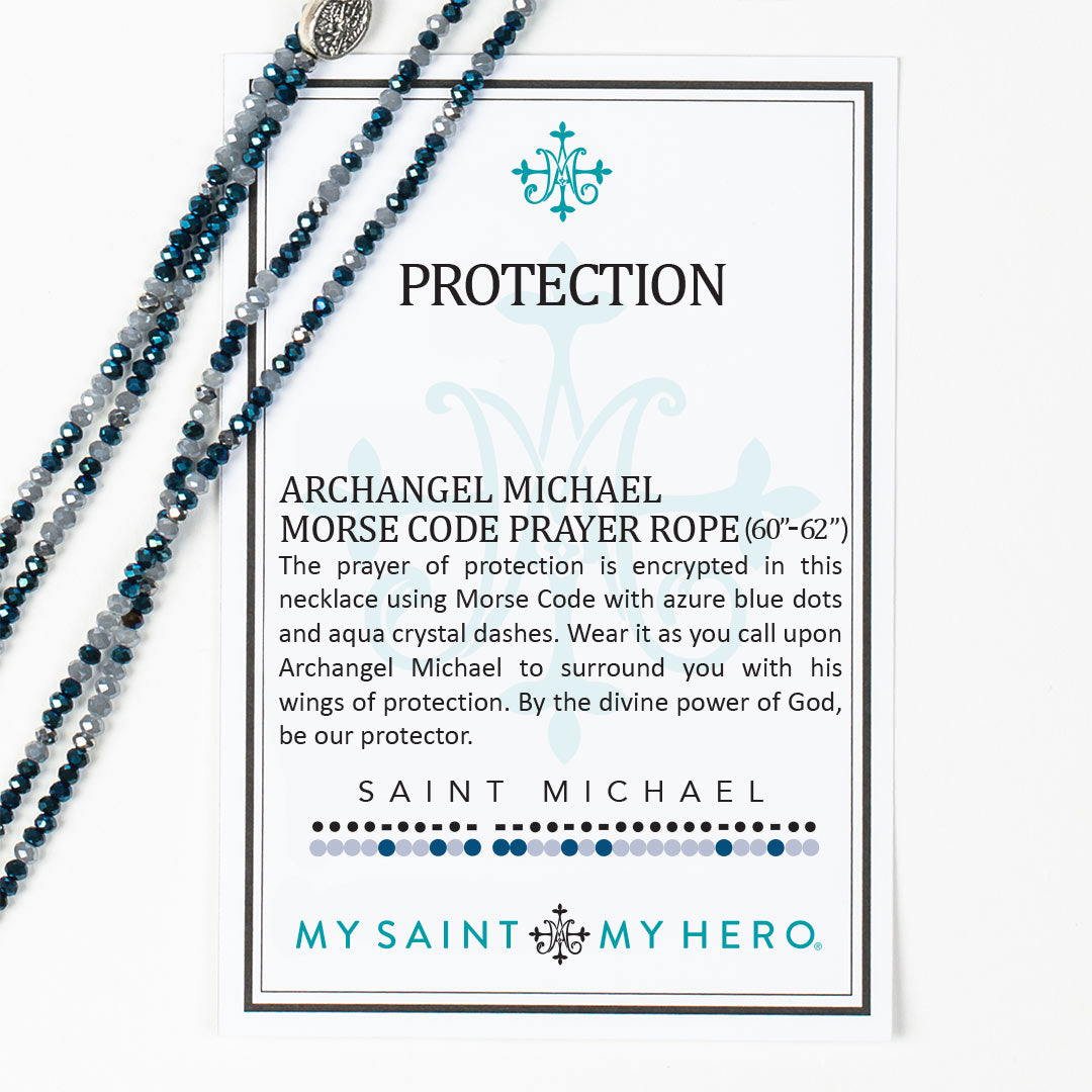 Archangel Michael Protection Morse Code Prayer Rope Necklace by My Saint My Hero