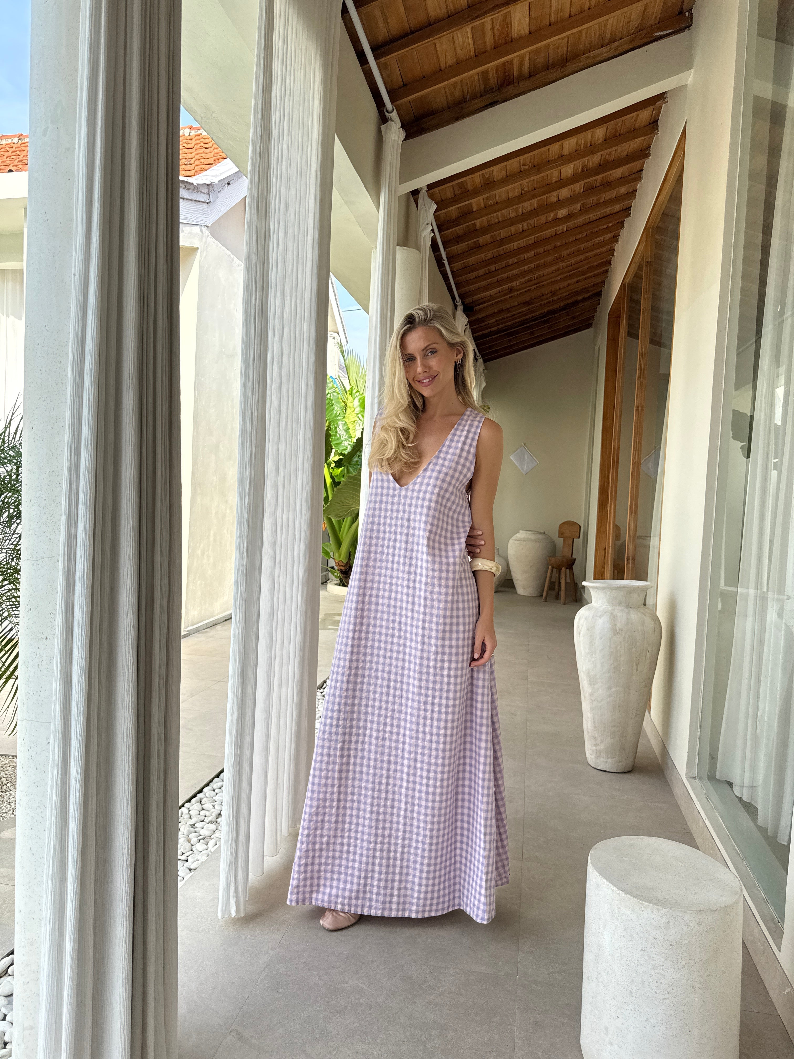 Purple Gingham Gili Dress by Puka the Label