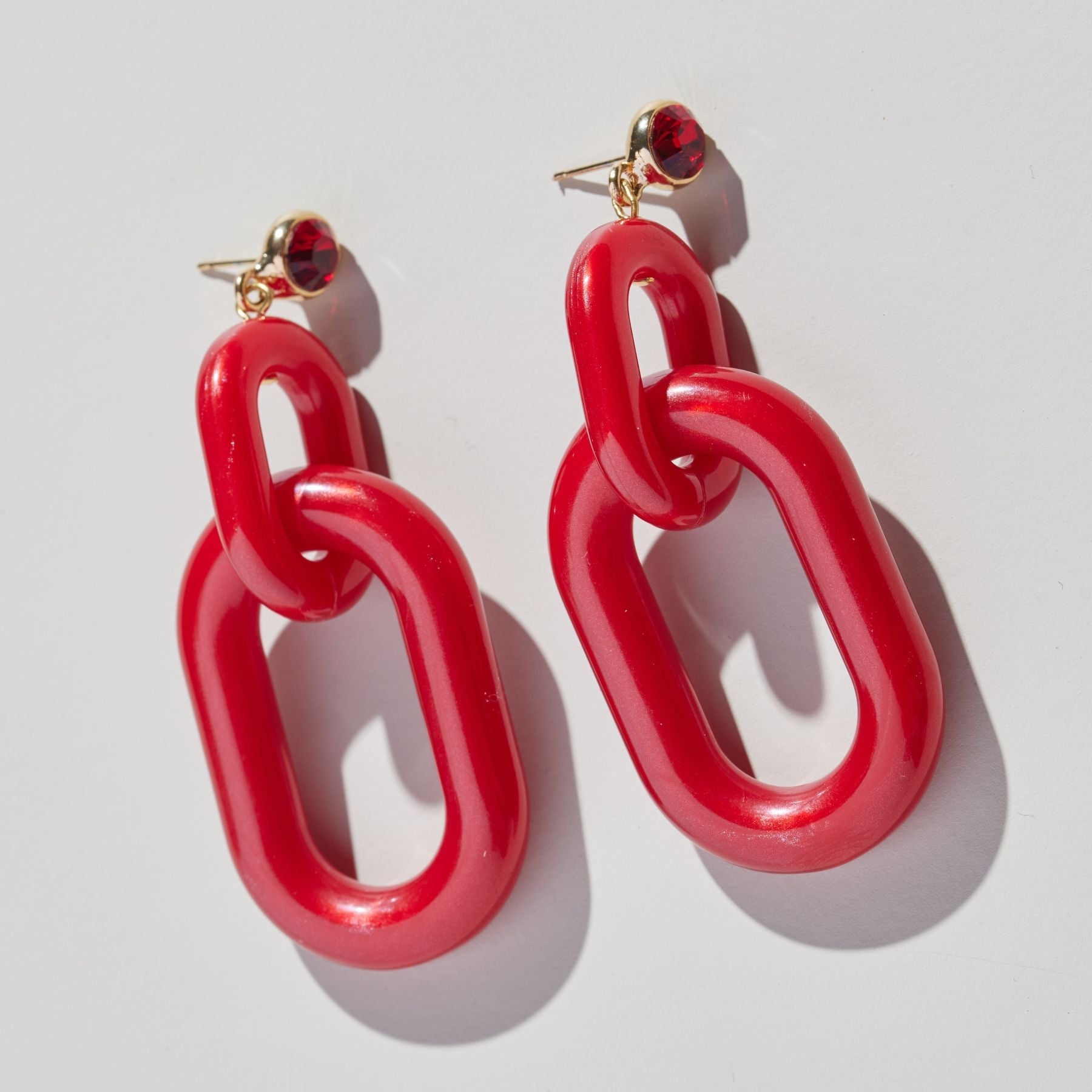 Red Bianca Acrylic Statement Earrings by Nickel & Suede