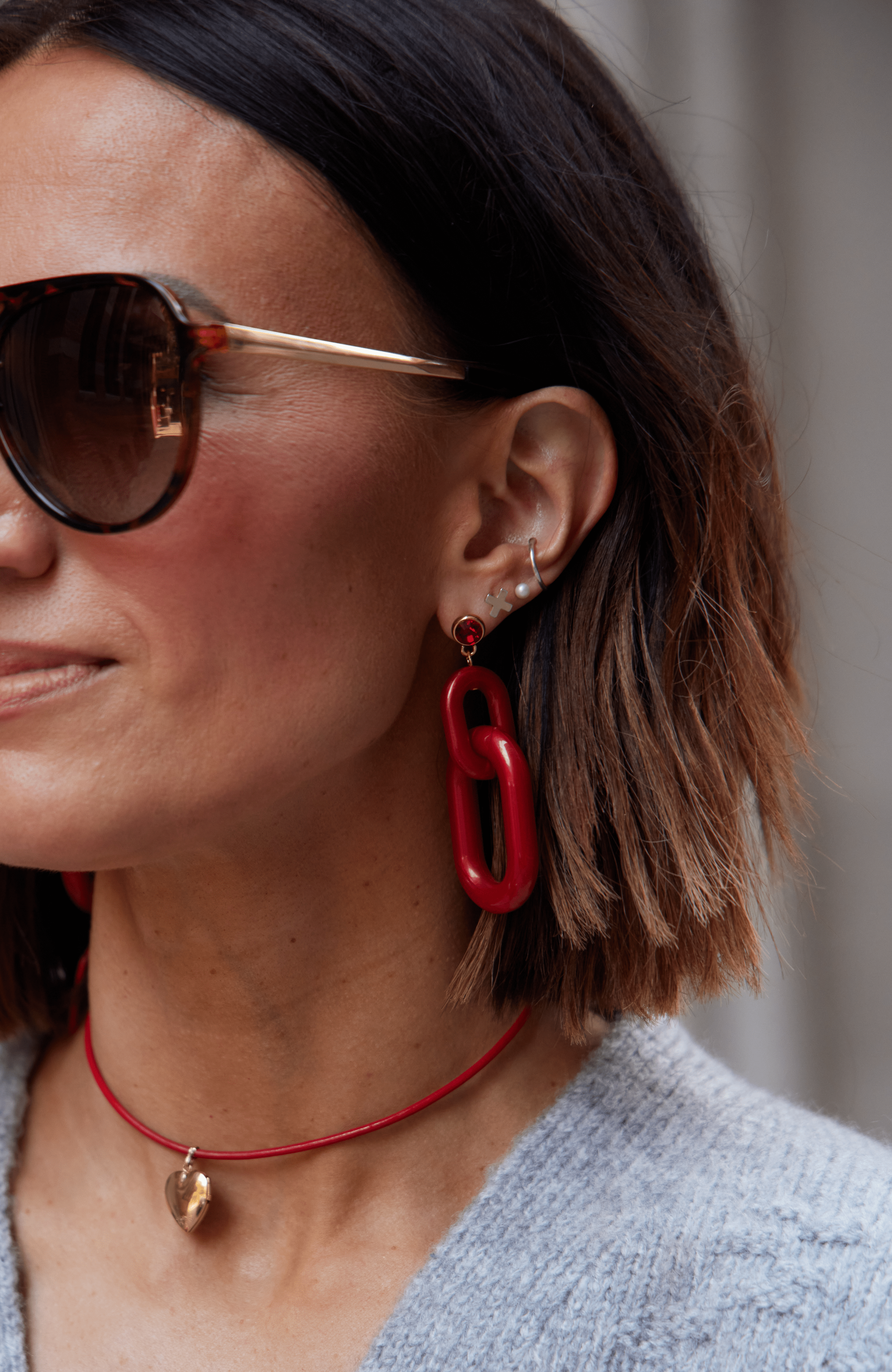 Red Bianca Acrylic Statement Earrings by Nickel & Suede