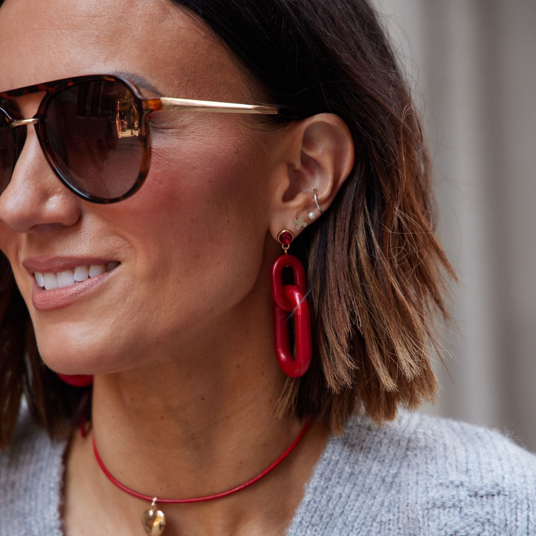 Red Bianca Acrylic Statement Earrings by Nickel & Suede