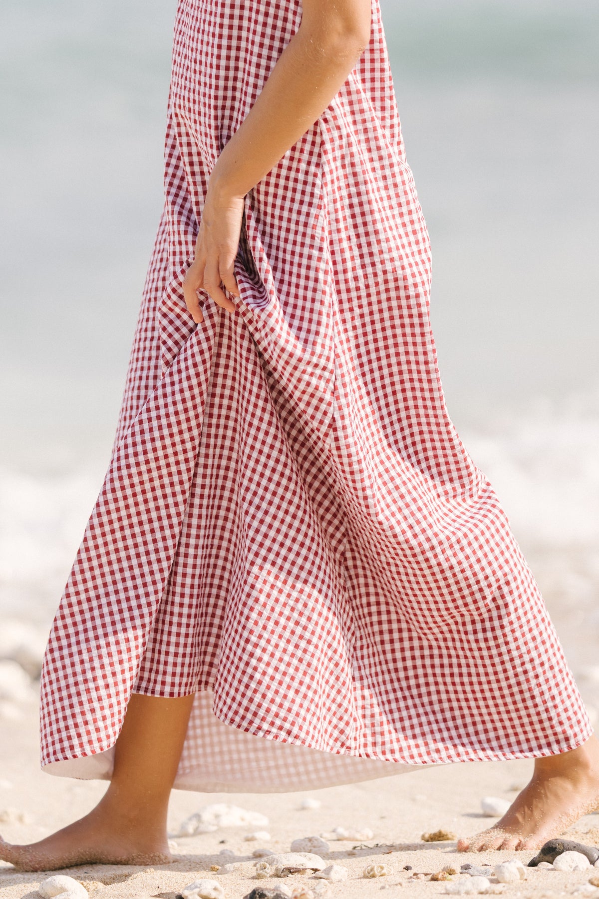 Maroon Gingham Gili Dress by Puka the Label