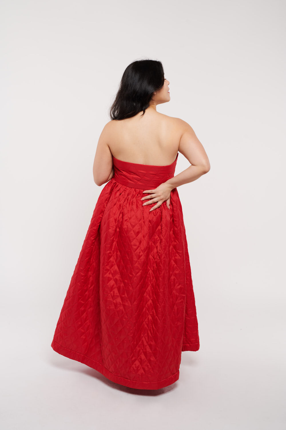 New York Puffer Dress Strapless Jean Red by Madeline Marie