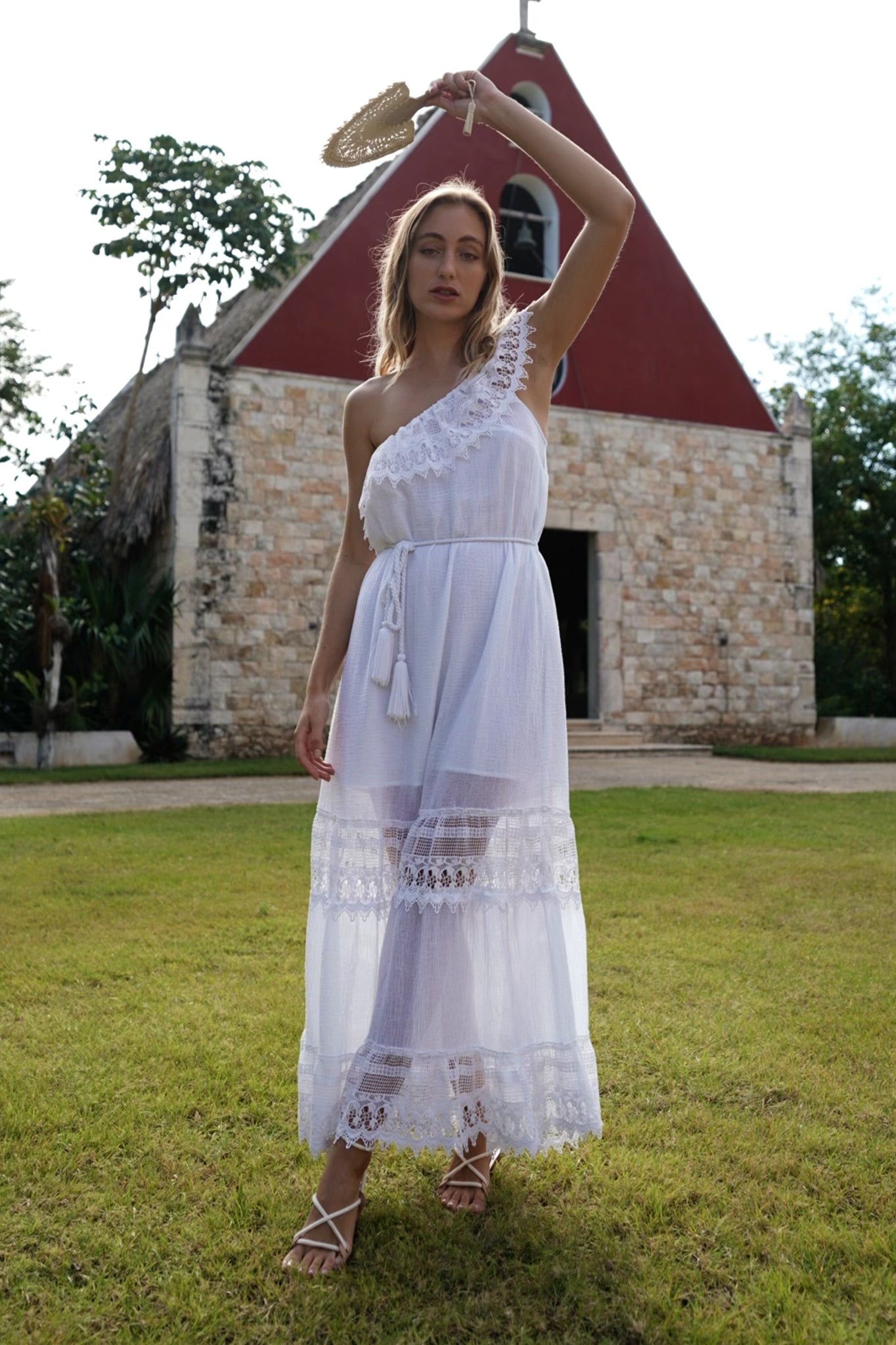 Blake Circle Lace Midi Dress - Pure White – Miguelina