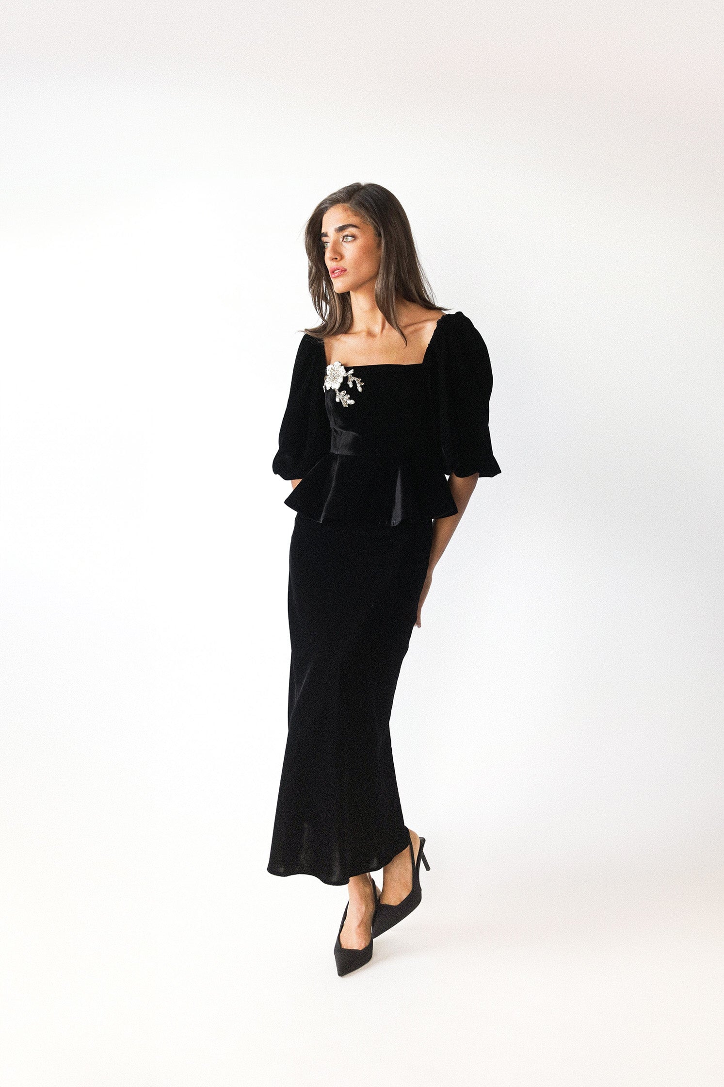 Celeste Midi Skirt - Black by Rosewater House