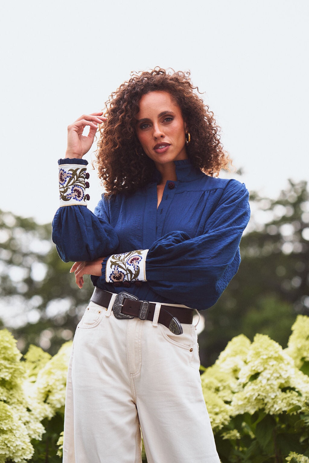 Carnation Blouse - Navy by Rosewater House