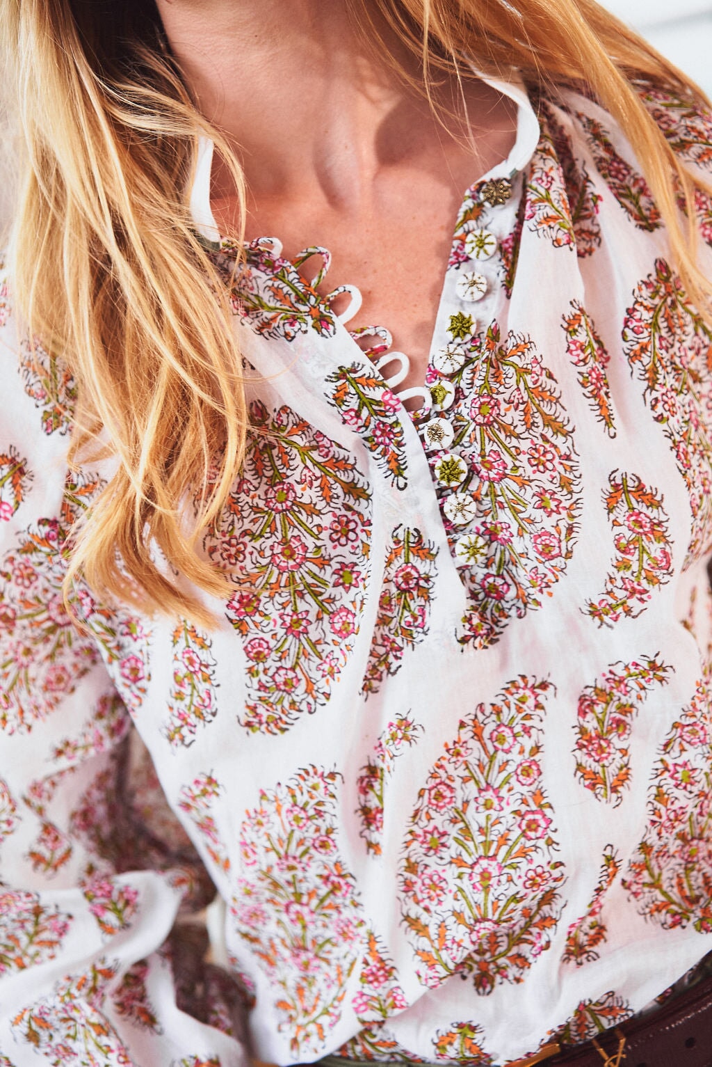 Golab Blouse - Pink Paisley by RosewaterHouse