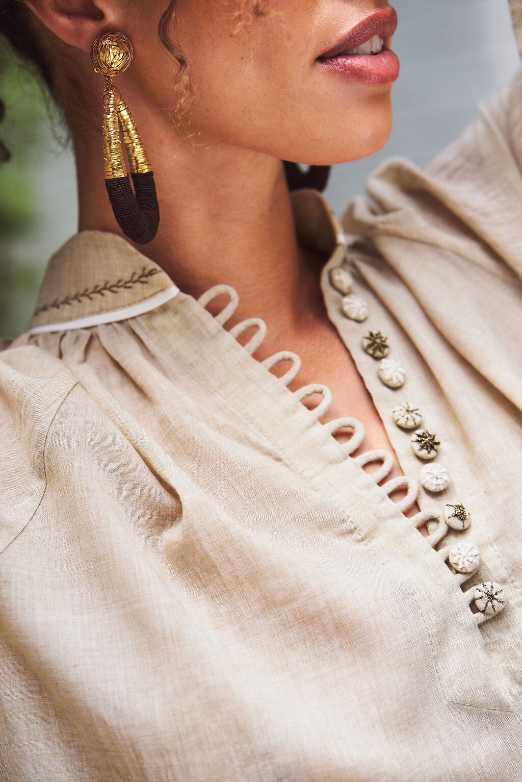 Golab Blouse - Sand & Ivory by Rosewater House