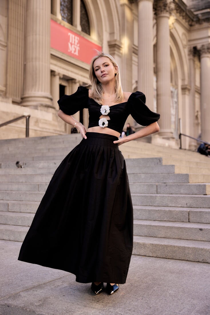 Rosa Silk Tafetta Cut-Out Top- Black & White by Rosewater House
