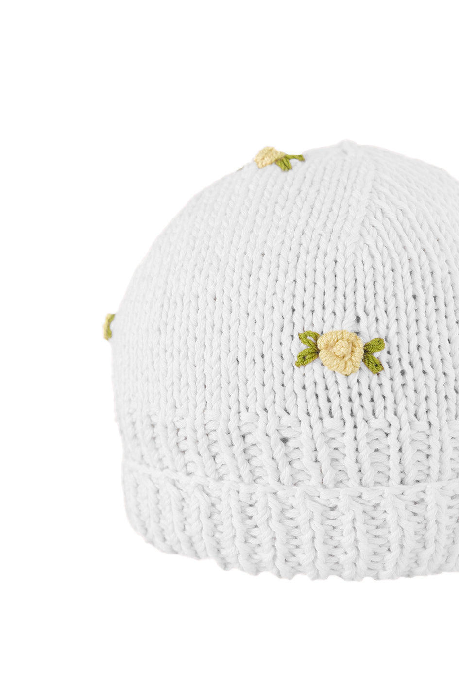 WINTER BLOOM YELLOW ROSE Cotton Beanie Hat by Fanm Mon