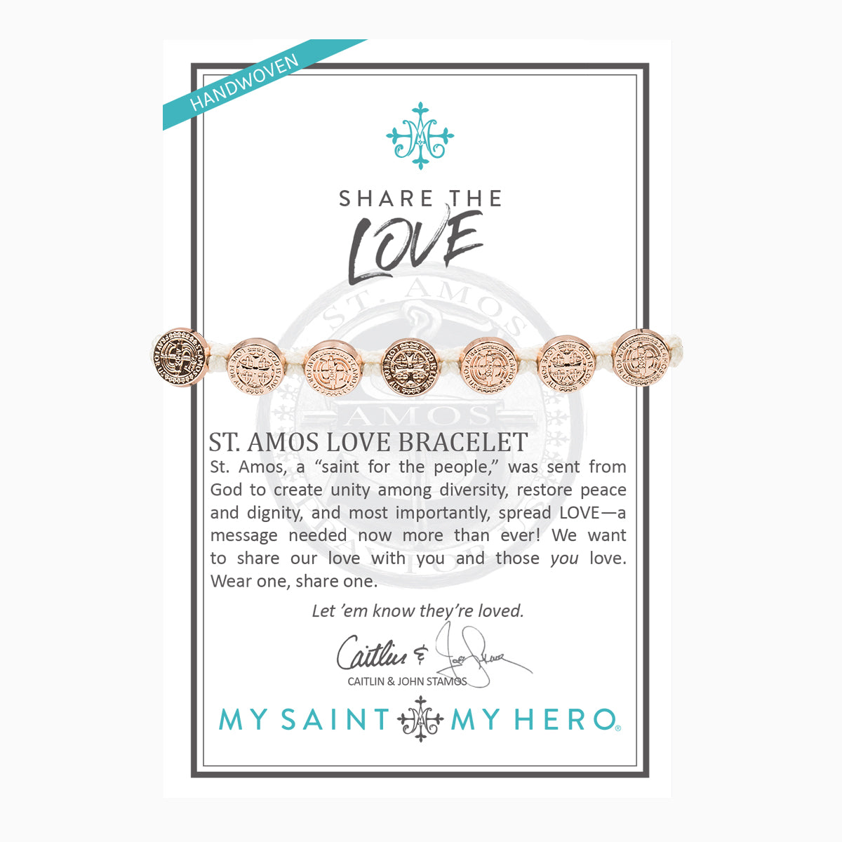 Share the Love - St. Amos Love Bracelet - White/Rose Gold by My Saint My Hero