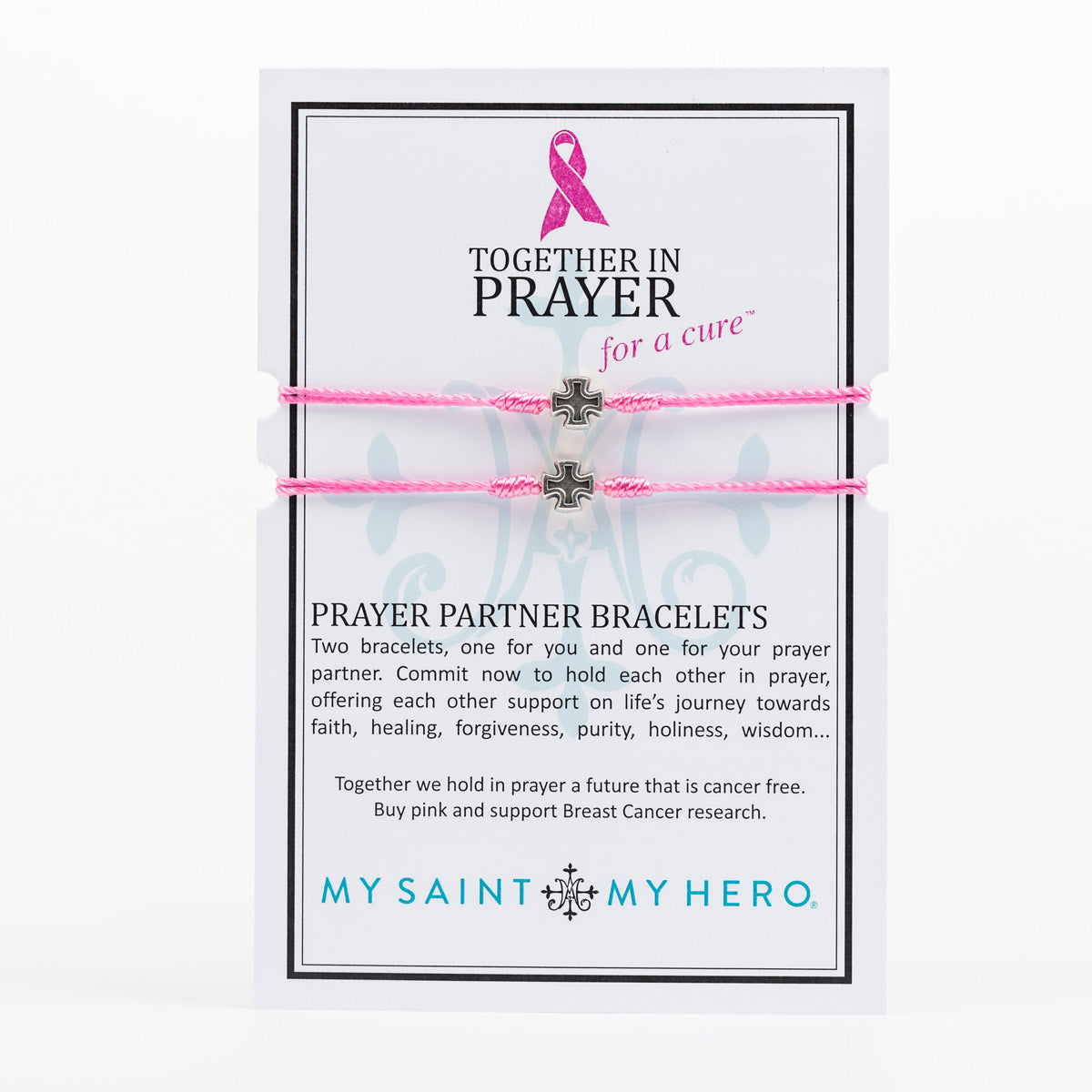 Together in Prayer for a Cure Breast Cancer Awareness Bracelet Set by My Saint My Hero