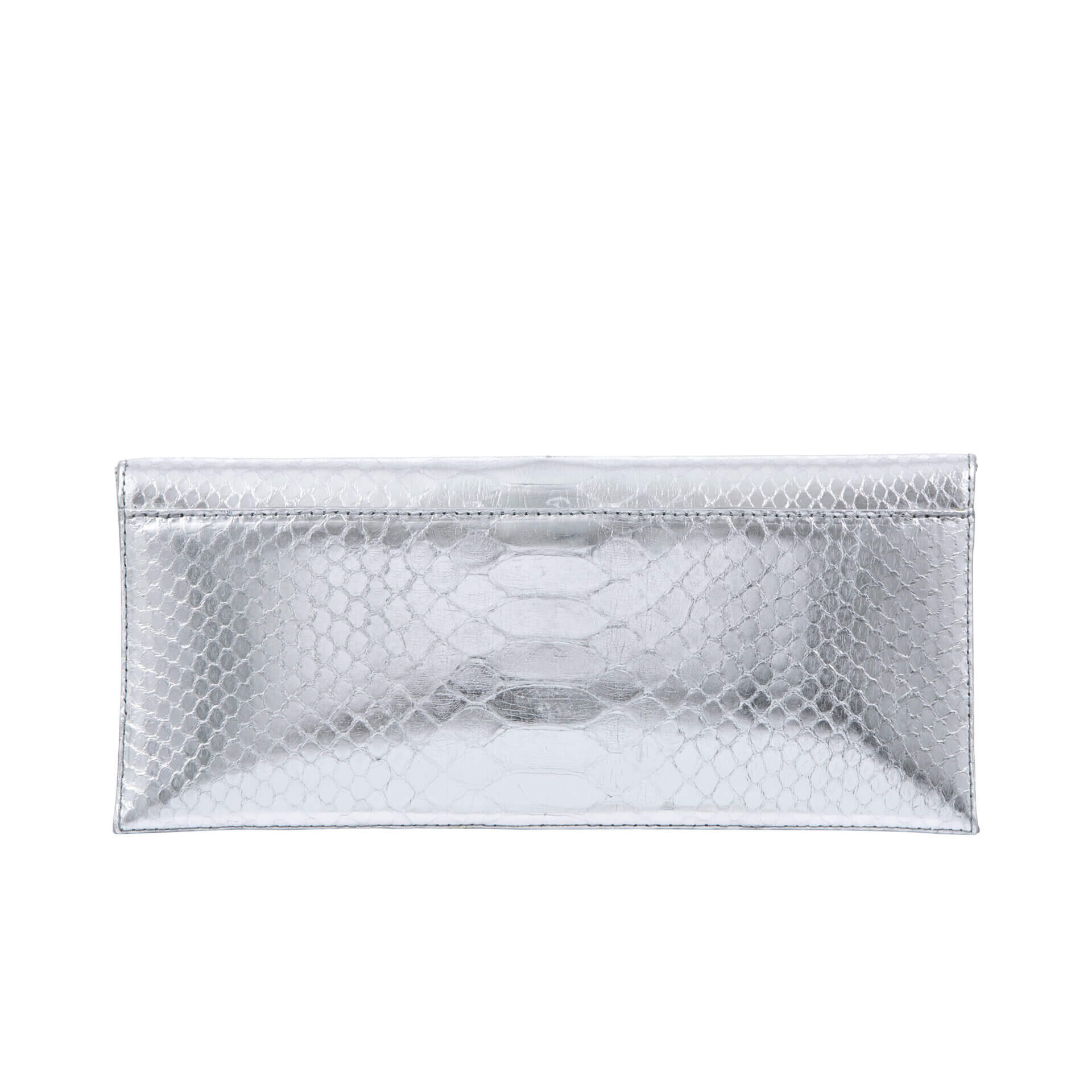 Nile Clutch in Metallic Silver Python by Cape Cobra