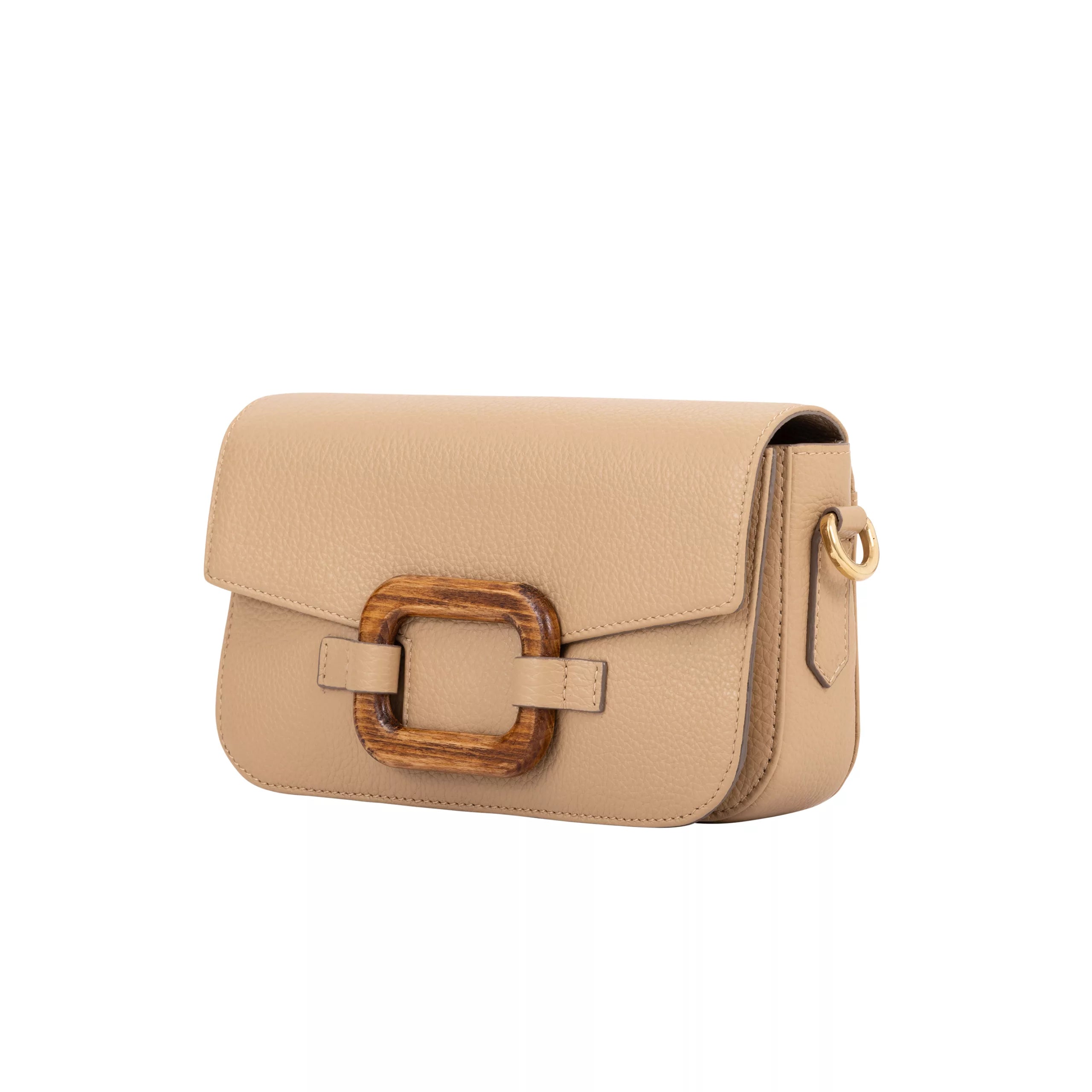 Deya Crossbody in Desert Nappa with a Wood Ring Detail by Cape Cobra