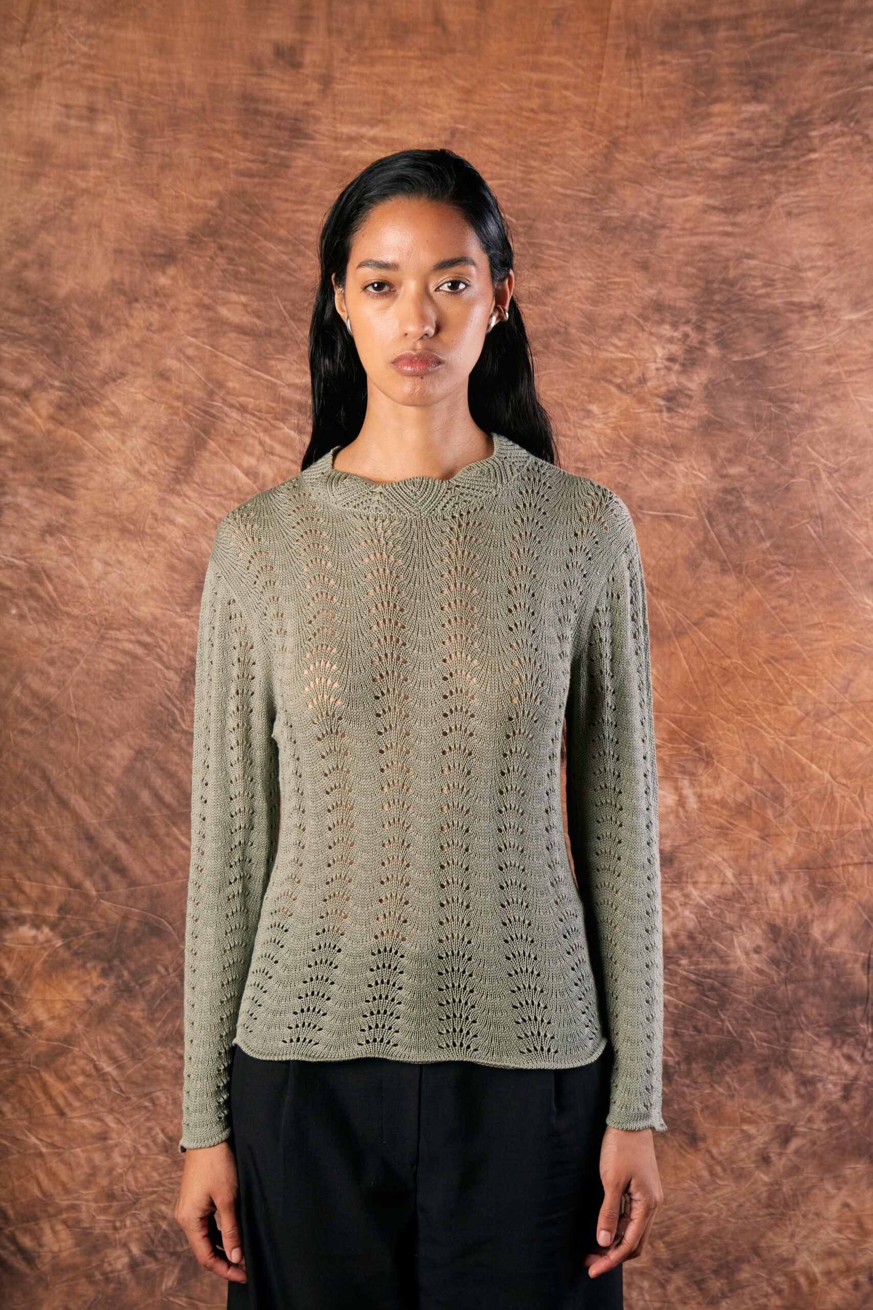 Allpa Sage Green Knit Top by MUNA