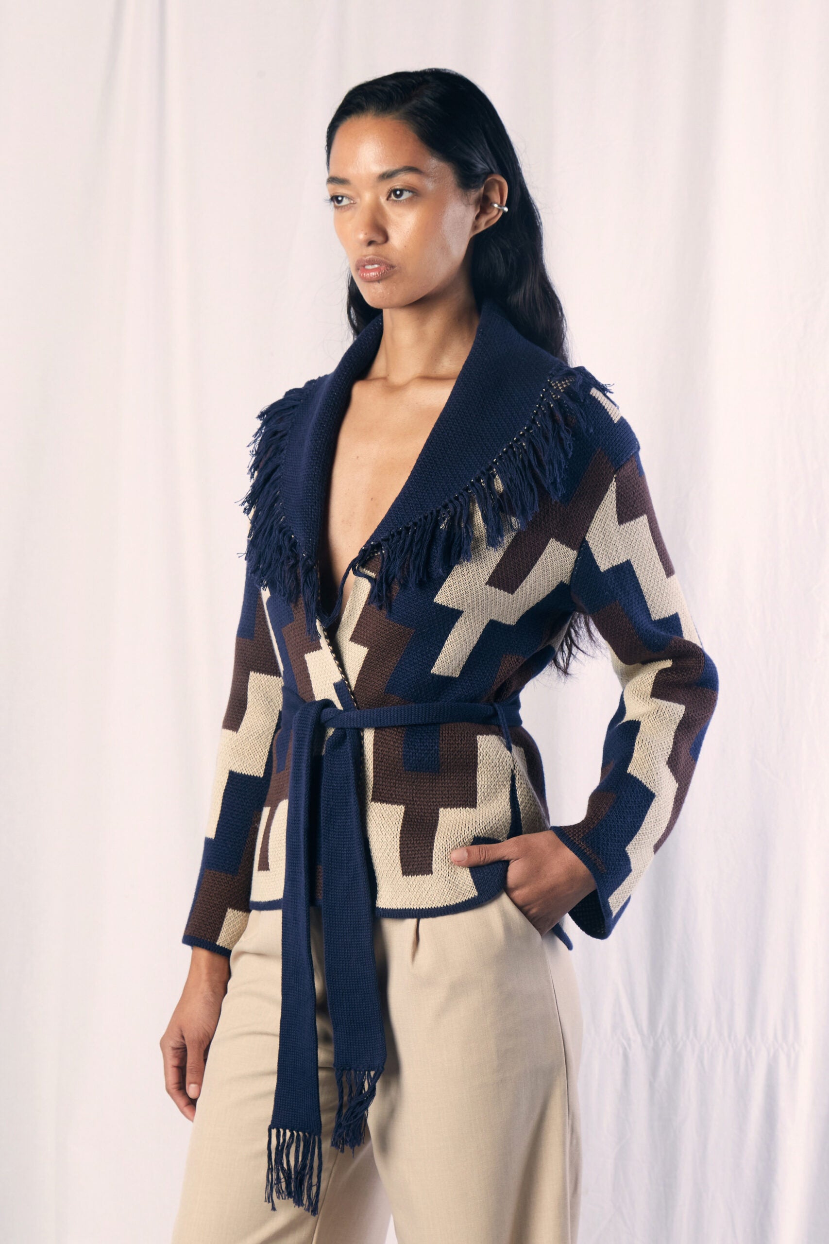 Escalera Belt Blue Cardigan by MUNA