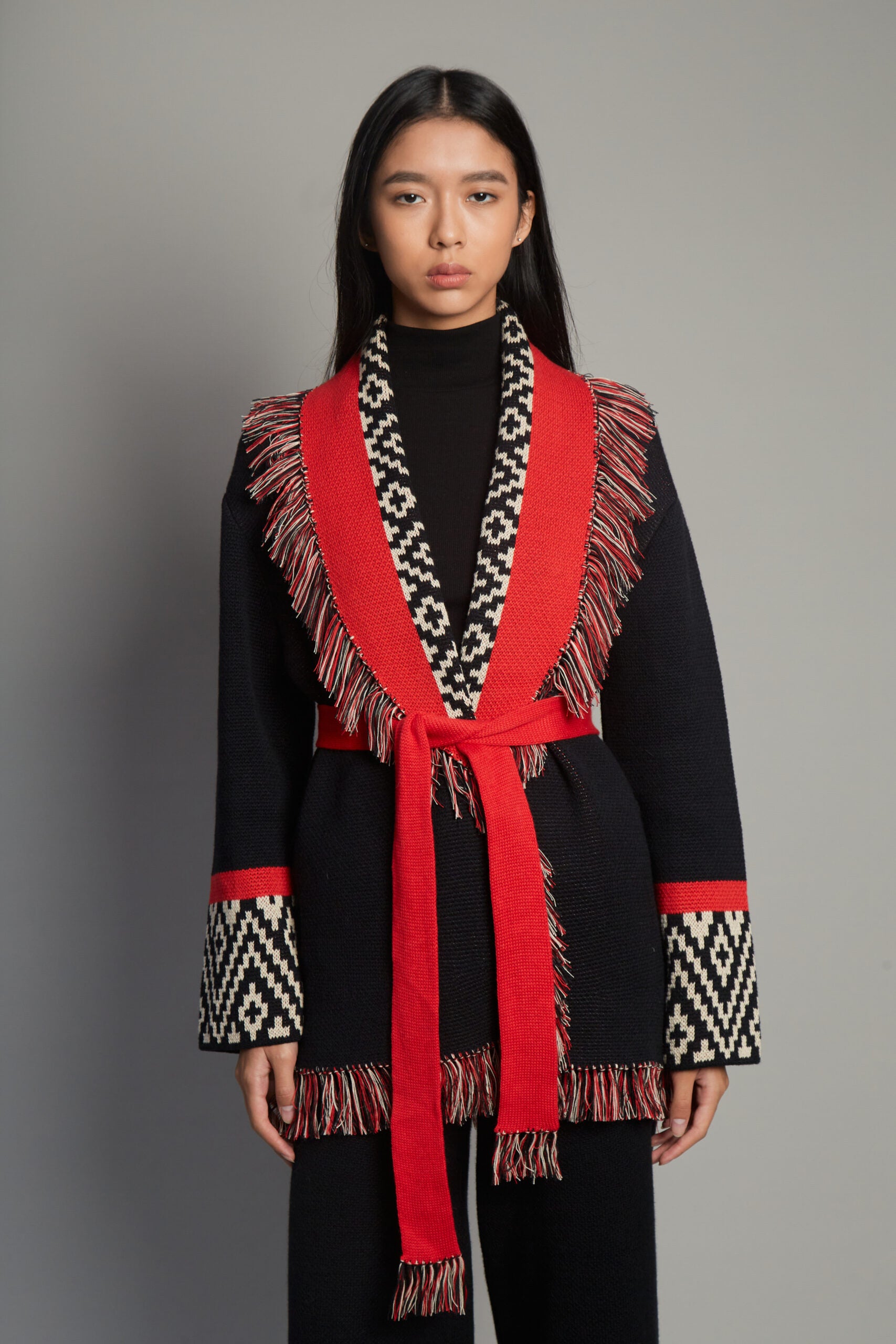 Andén Red Belt Cardigan by MUNA