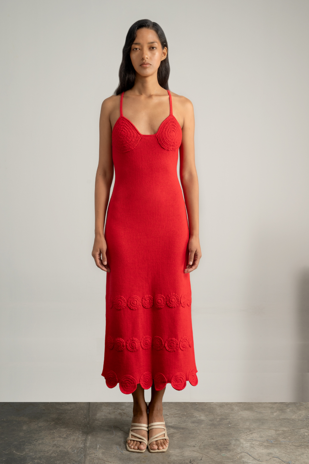 Moray Midi Red Dress by MUNA