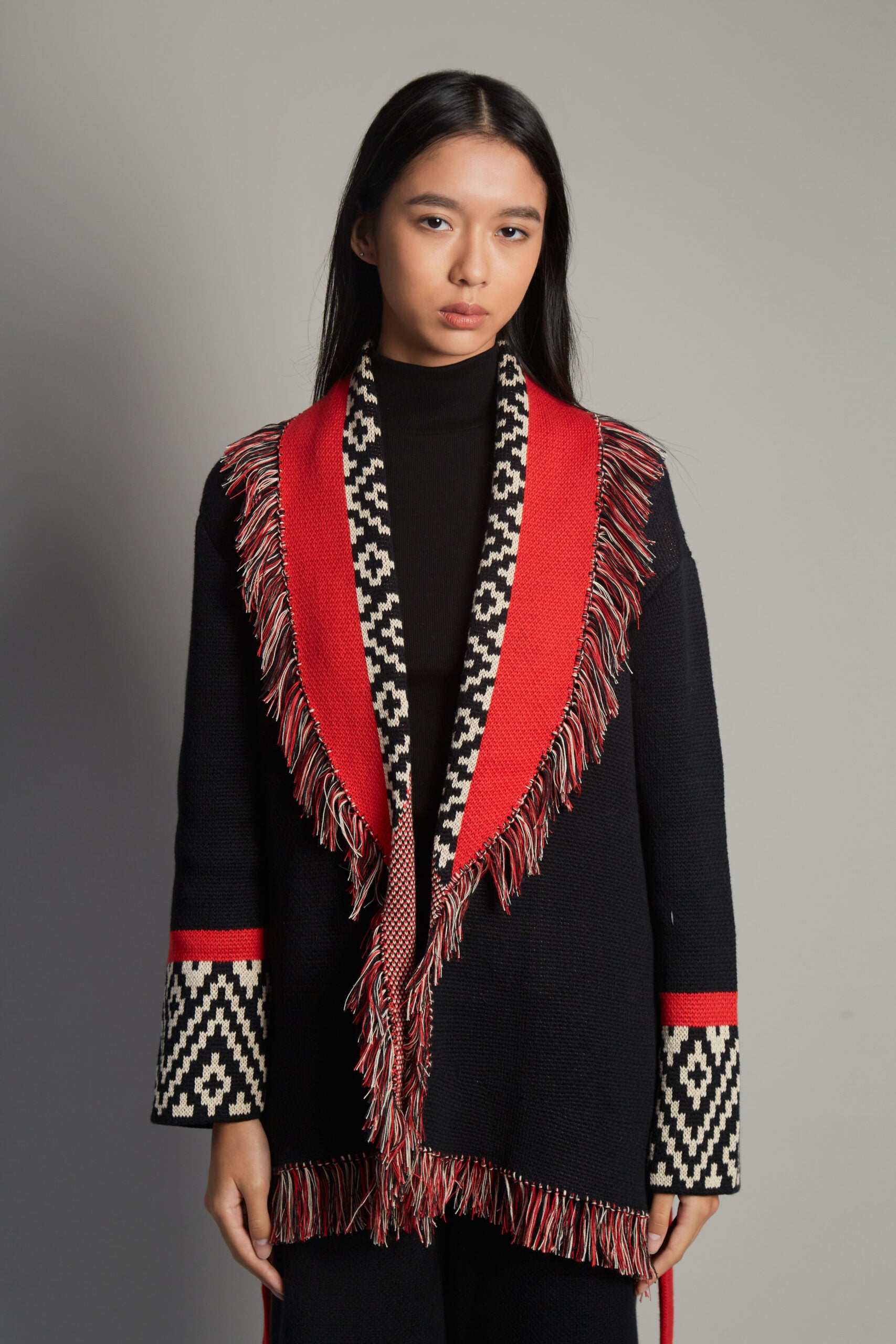 Andén Red Belt Cardigan by MUNA