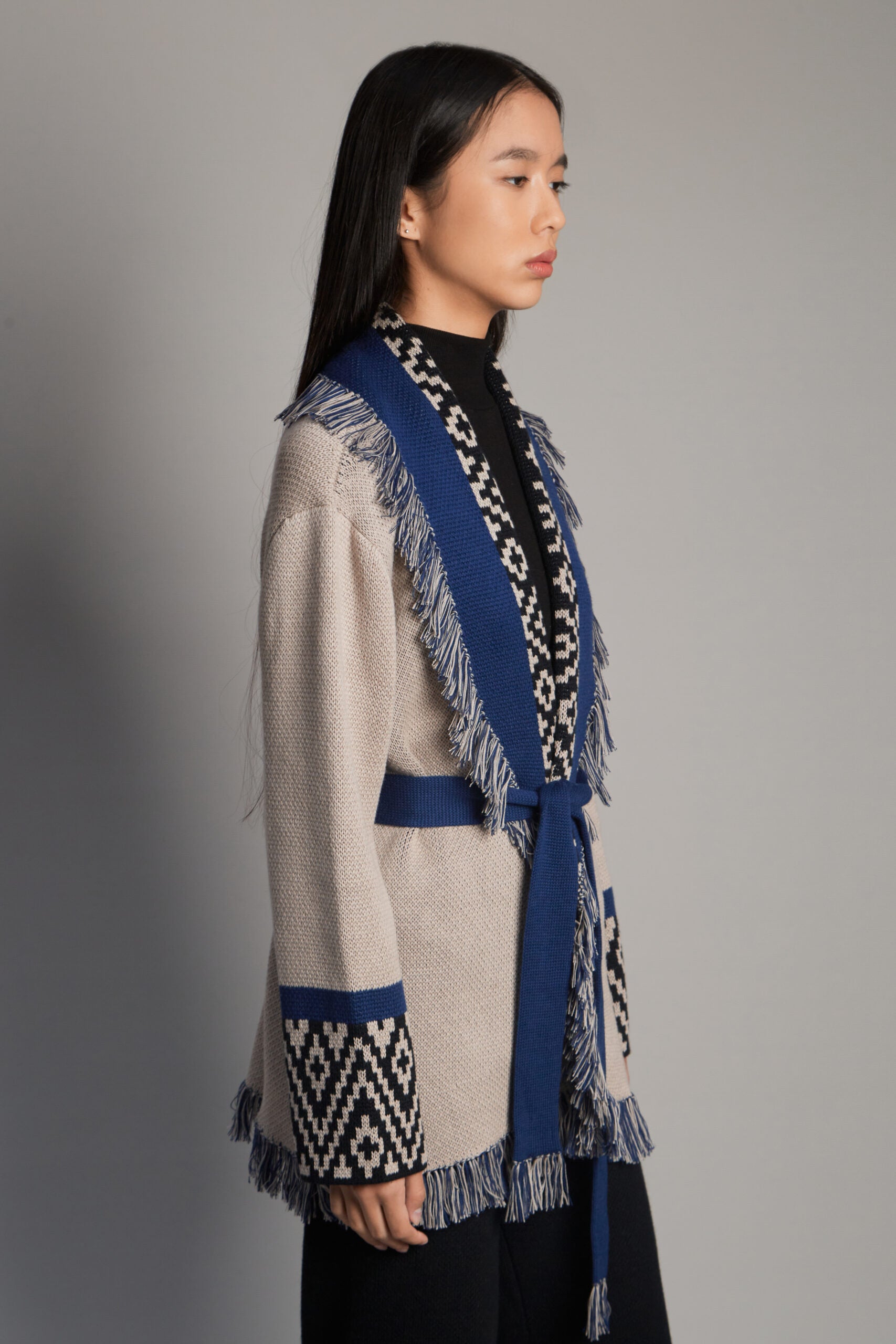 Andén Taupe Belt Cardigan by MUNA
