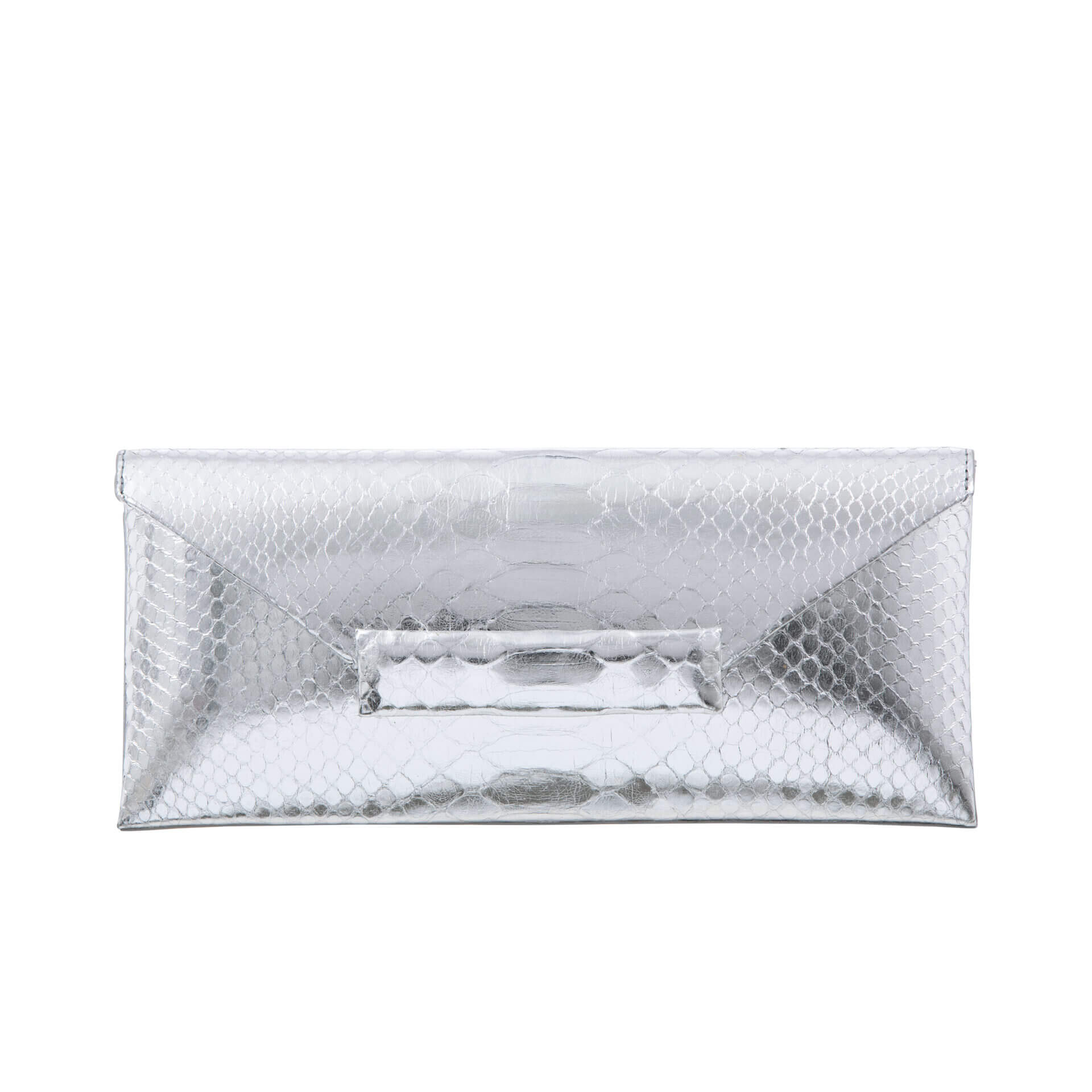 Nile Clutch in Metallic Silver Python by Cape Cobra