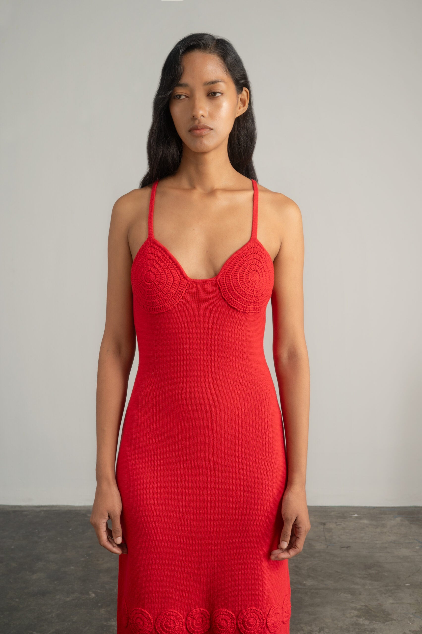 Moray Midi Red Dress by MUNA